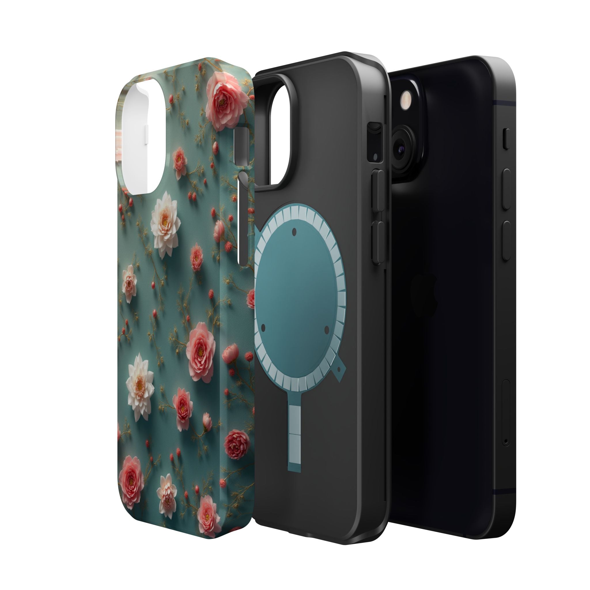 Floral Rose Pattern Magnetic Impact-Resistant Phone Case
