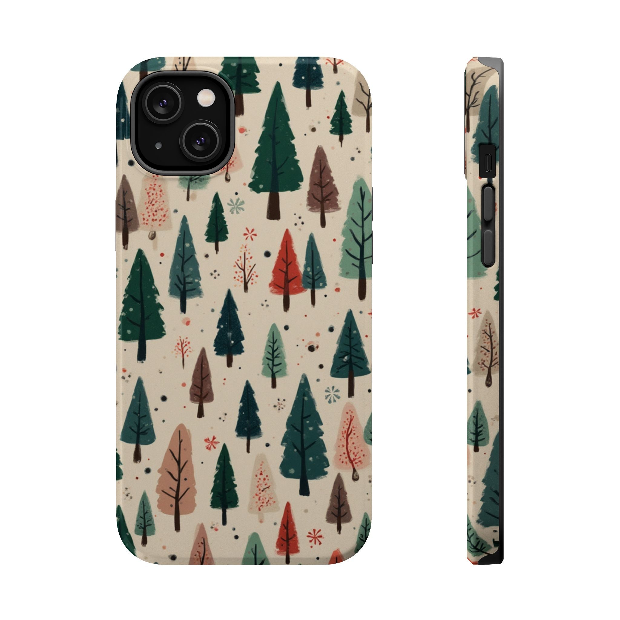 Forest Pattern Magnetic Impact-Resistant Phone Case — Winter Tree Design