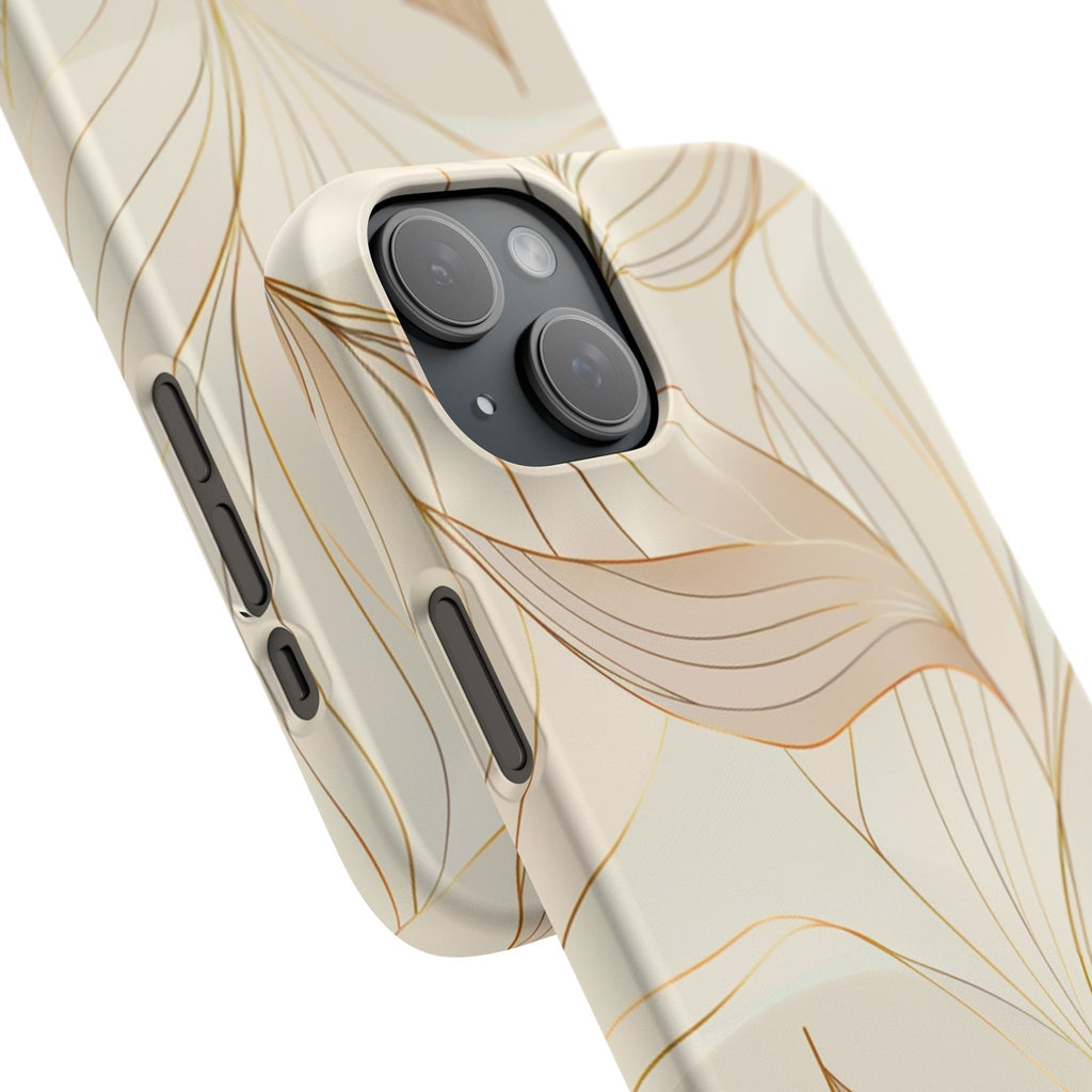 Floral Gold Leaf Phone Case — Elegant Neutral Botanical Snap Case