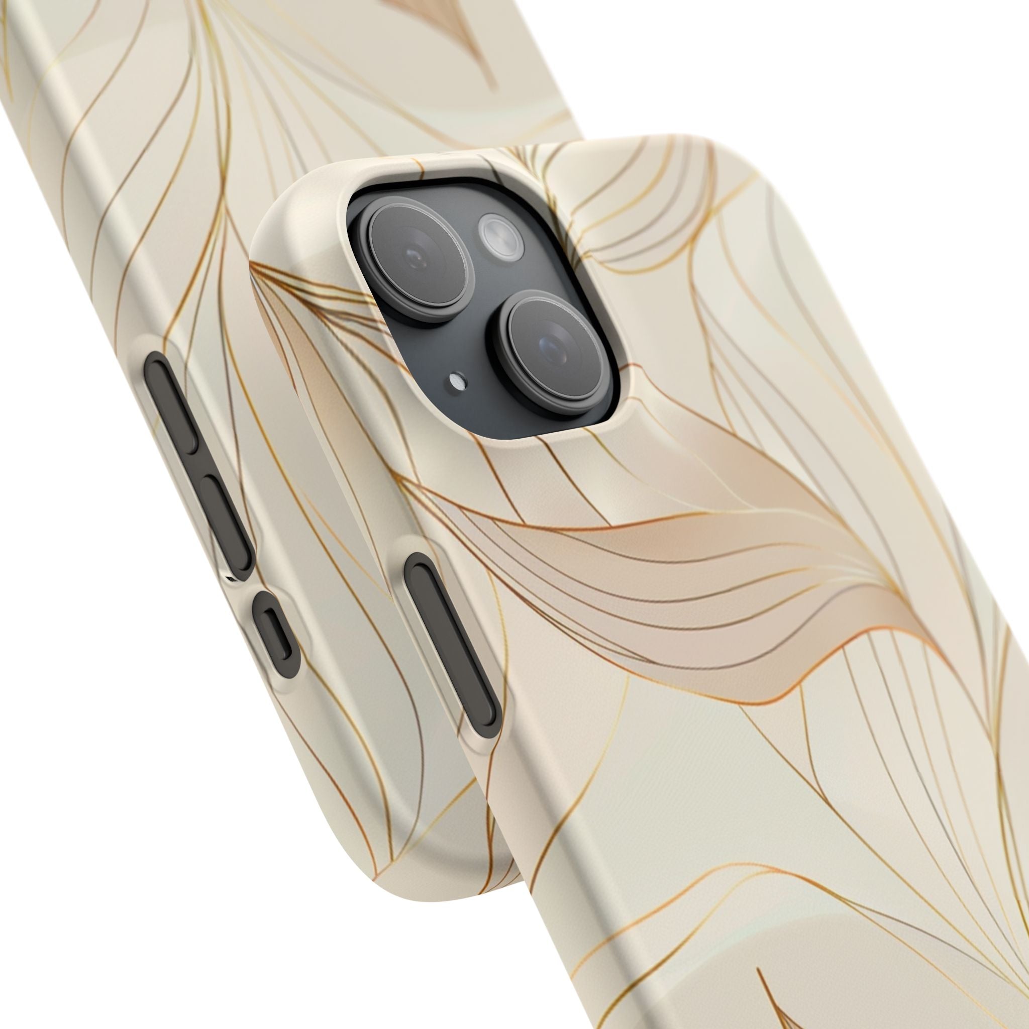 Floral Gold Leaf Phone Case — Elegant Neutral Botanical Snap Case