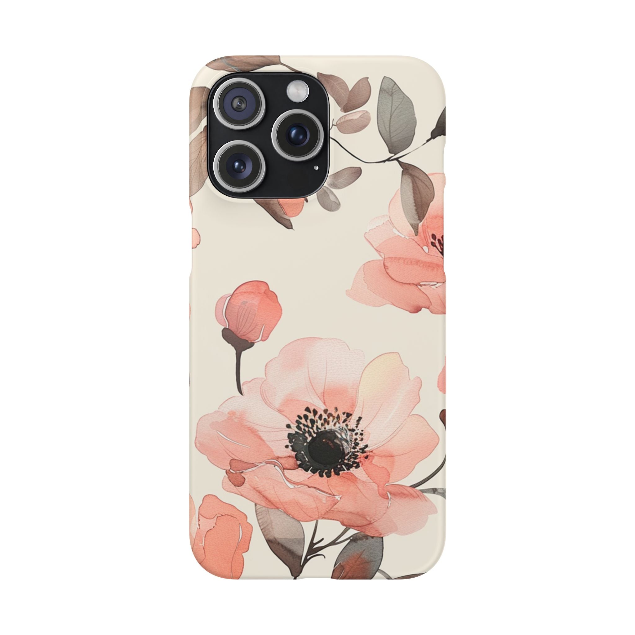 Floral Snap Phone Case — Blush Watercolor Poppies