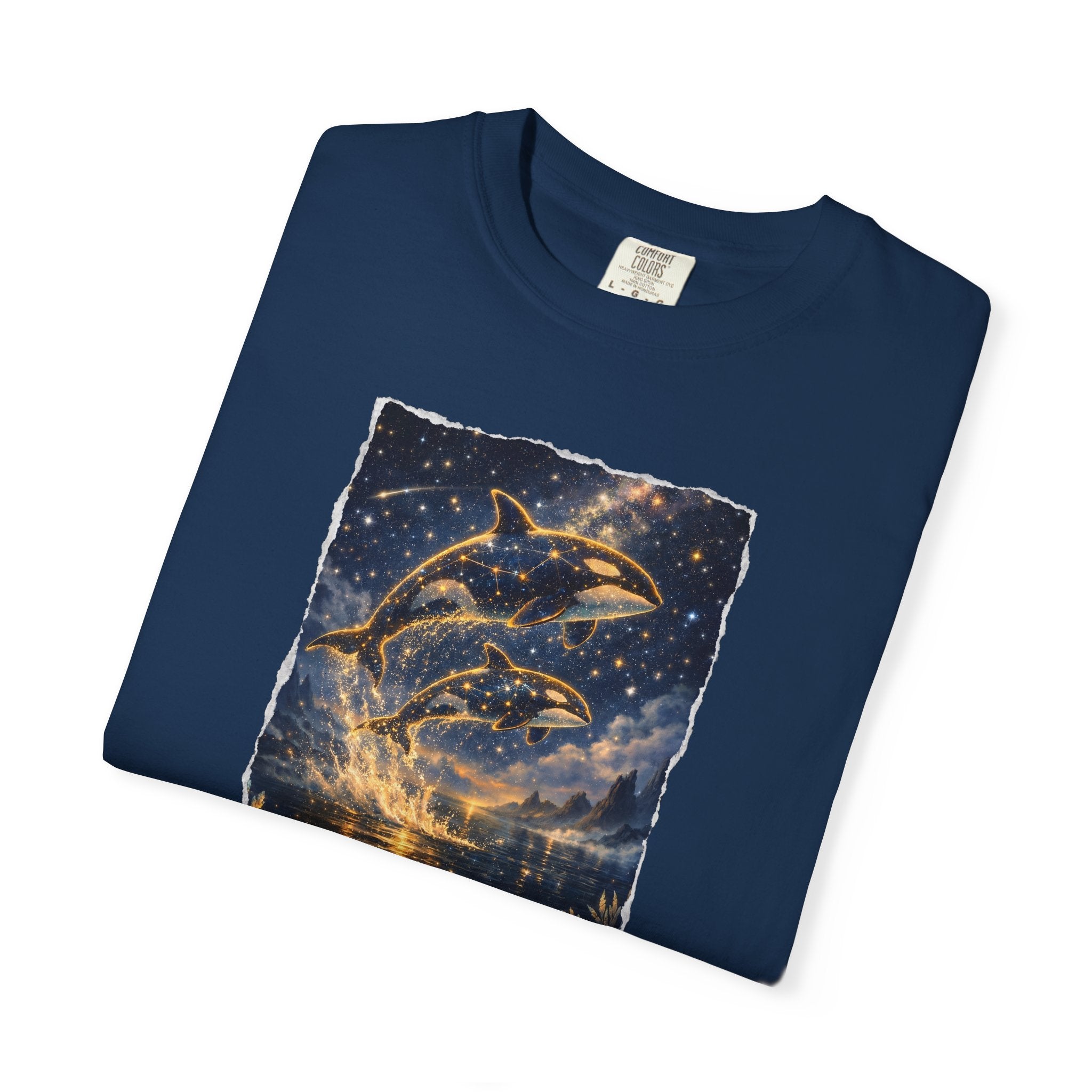 Dolphins T-Shirt — Glowing Night Sky Ocean Dolphins Tee
