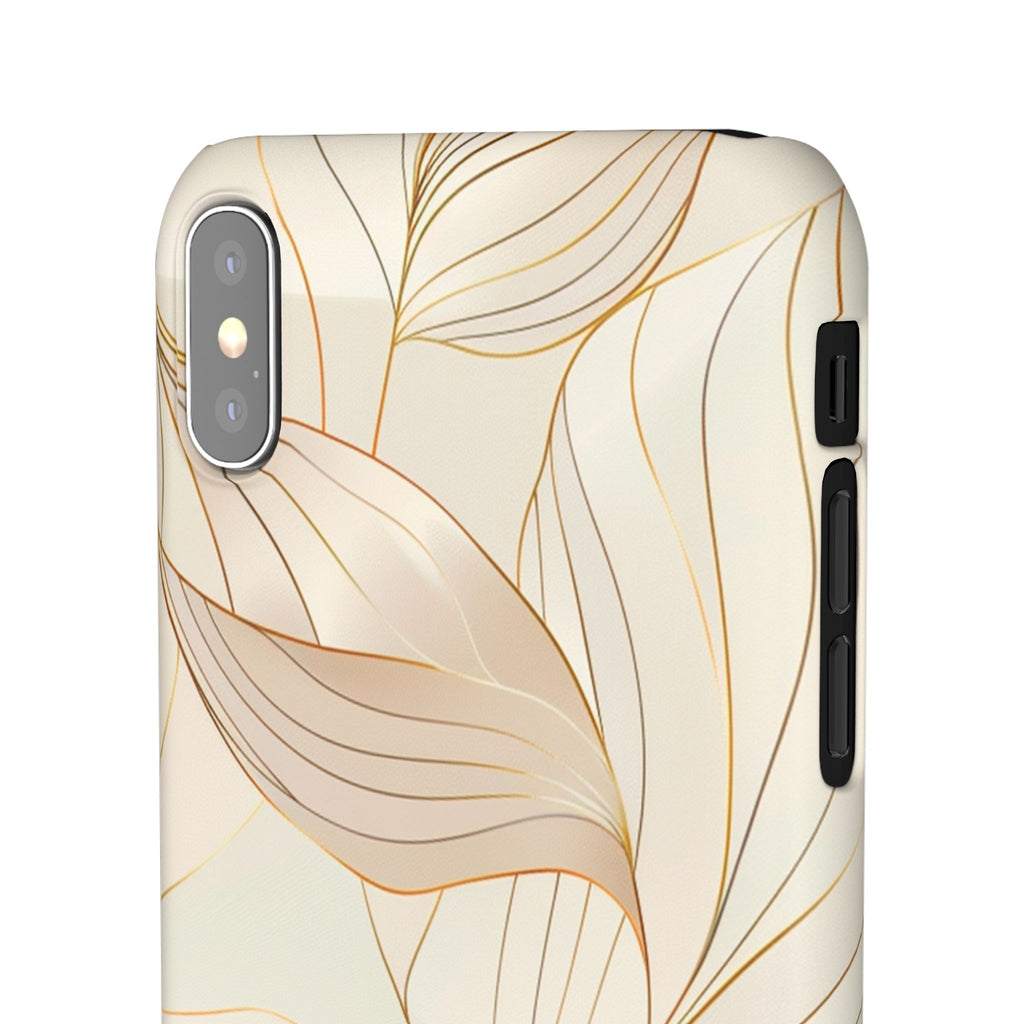 Floral Gold Leaf Phone Case — Elegant Neutral Botanical Snap Case