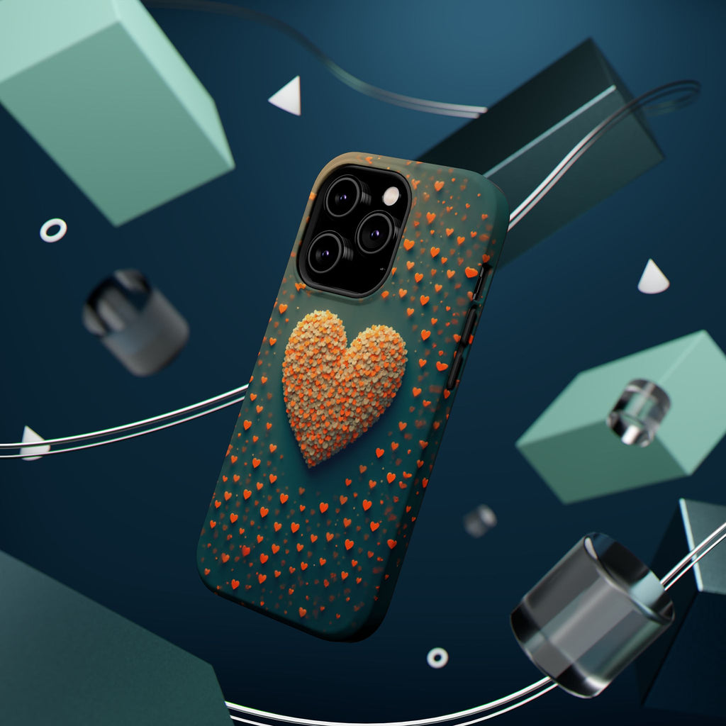 Magnetic Impact-Resistant Phone Case — Textured Heart Confetti Design