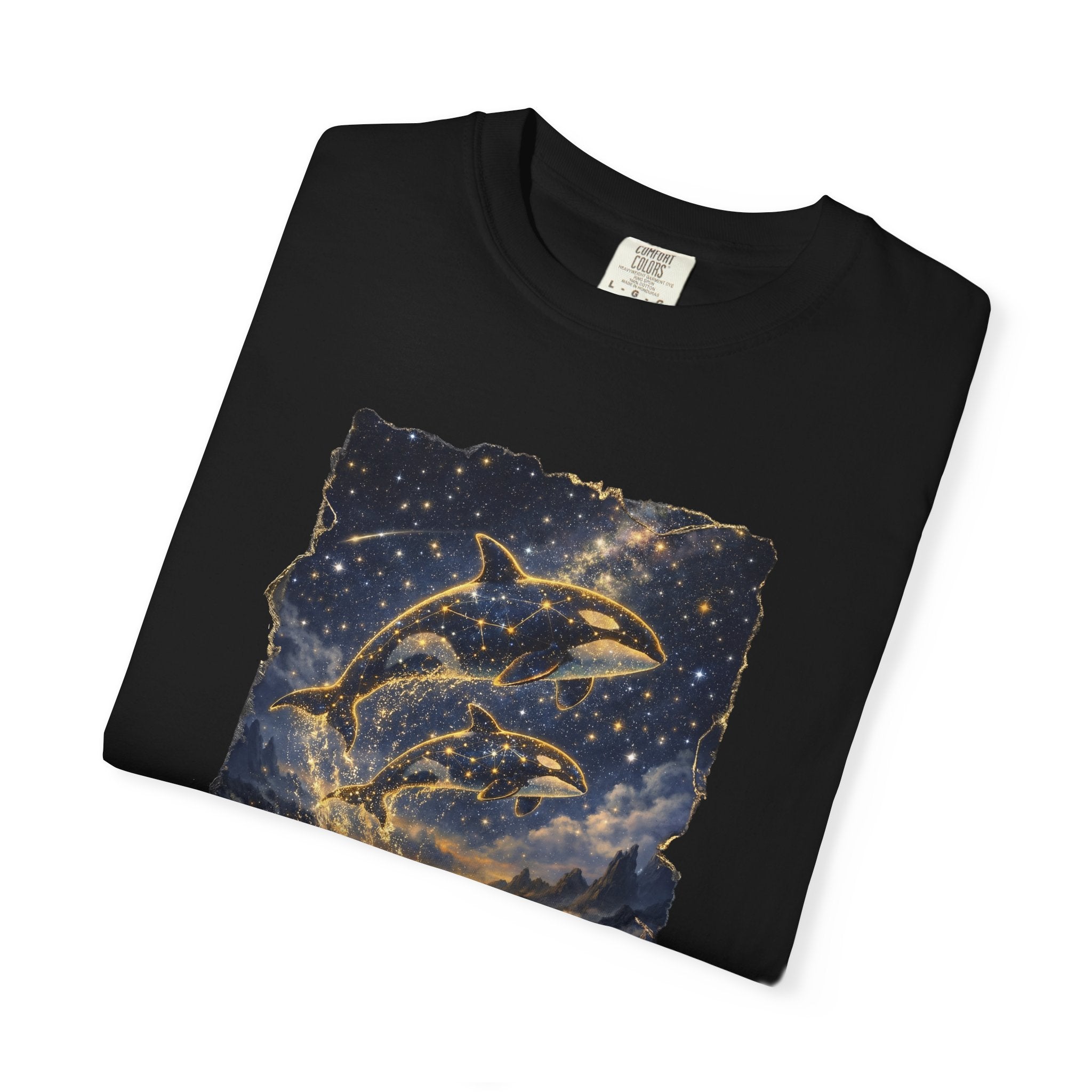 Orca Night Sky T-Shirt — Jumping Whales Moonlight Graphic Tee