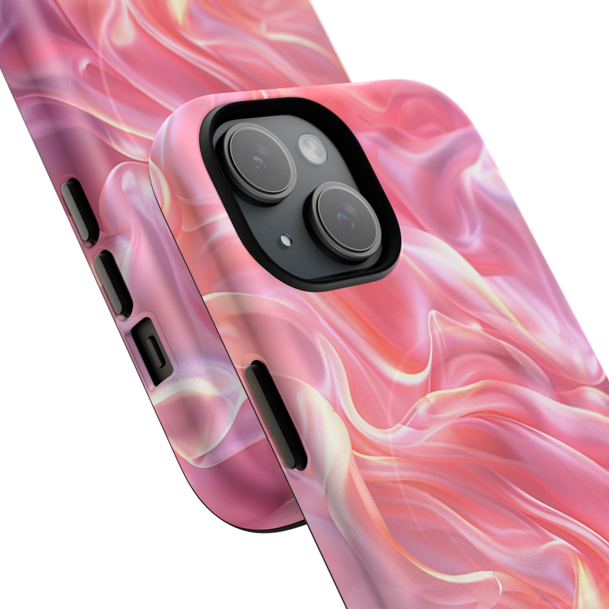 Pink Swirl Tough Magnetic Phone Case — Protective Magnetic iPhone Cover with Iridescent Marble Design