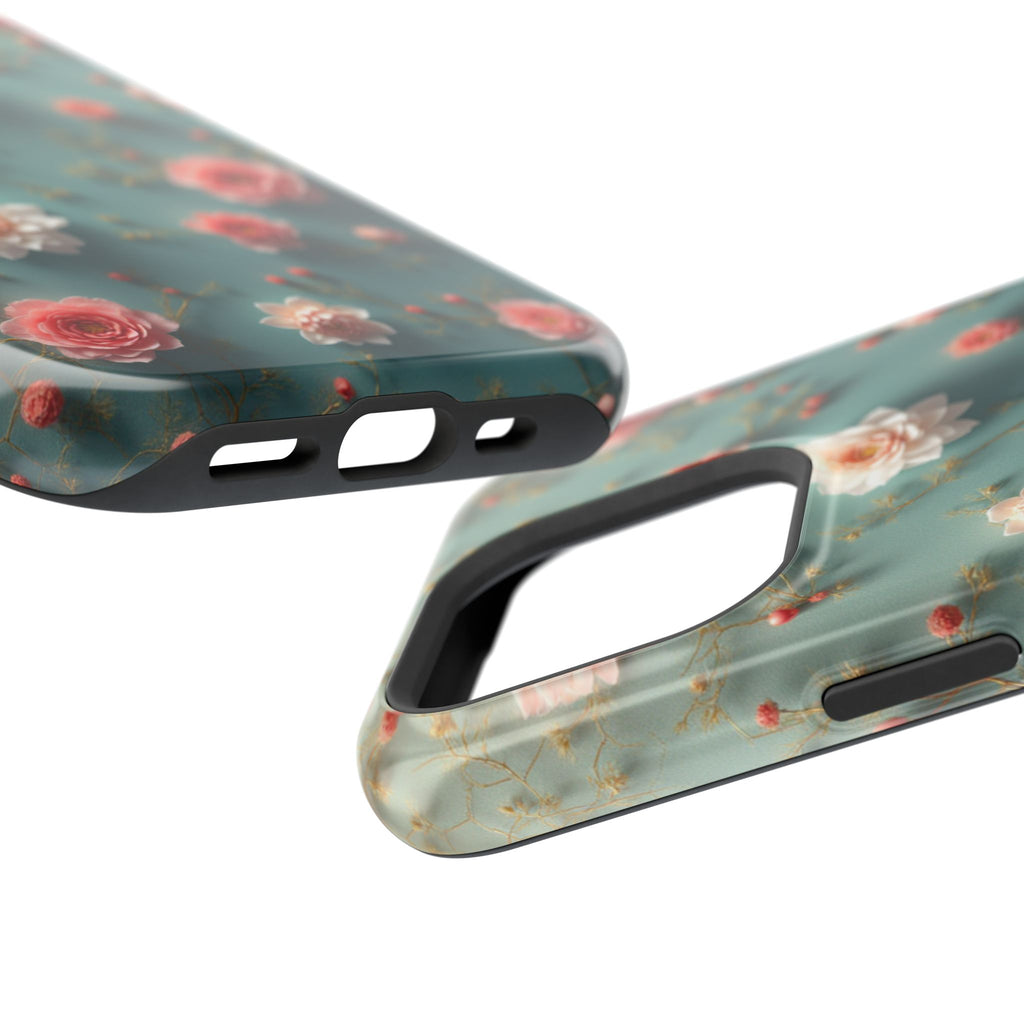Floral Rose Pattern Magnetic Impact-Resistant Phone Case