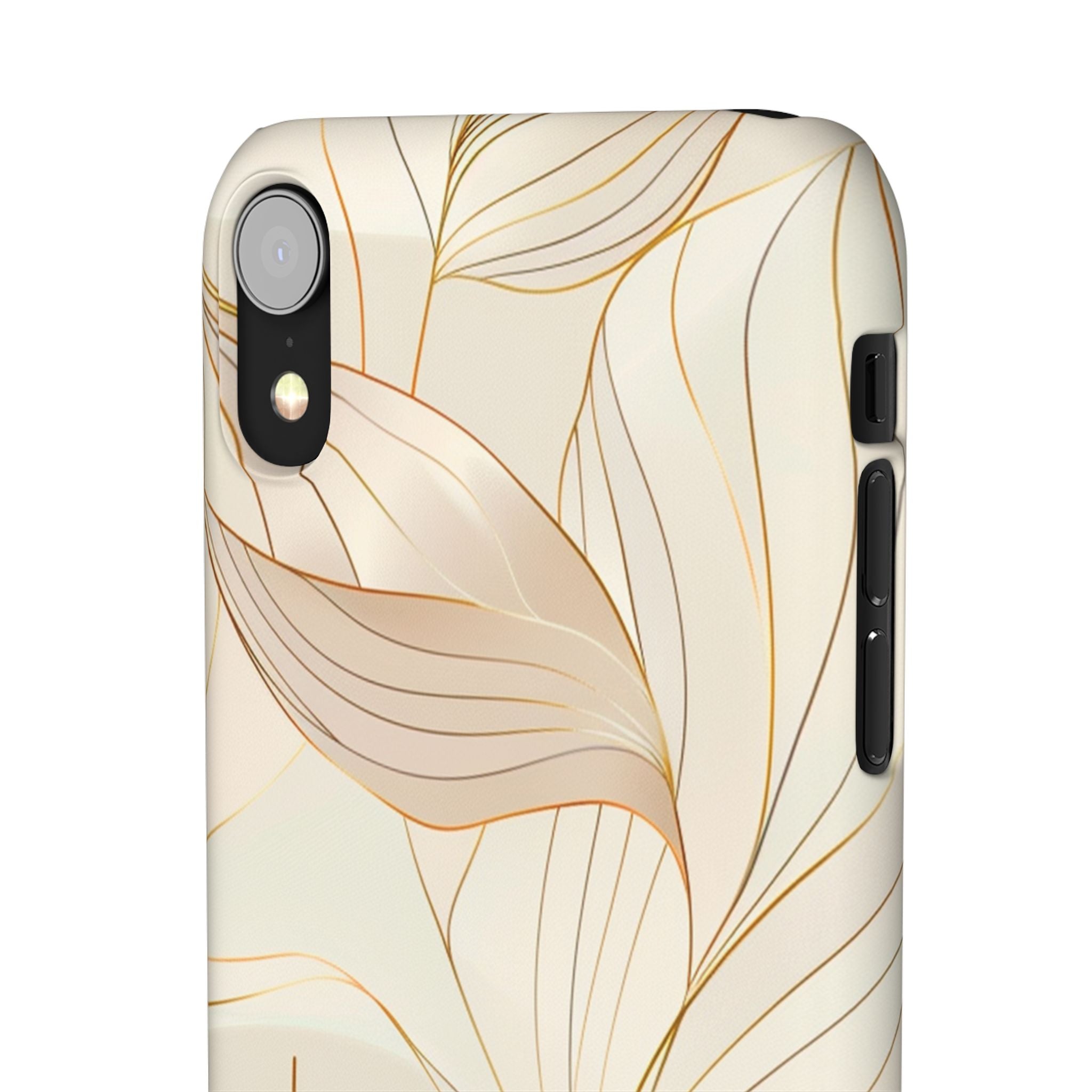 Floral Gold Leaf Phone Case — Elegant Neutral Botanical Snap Case