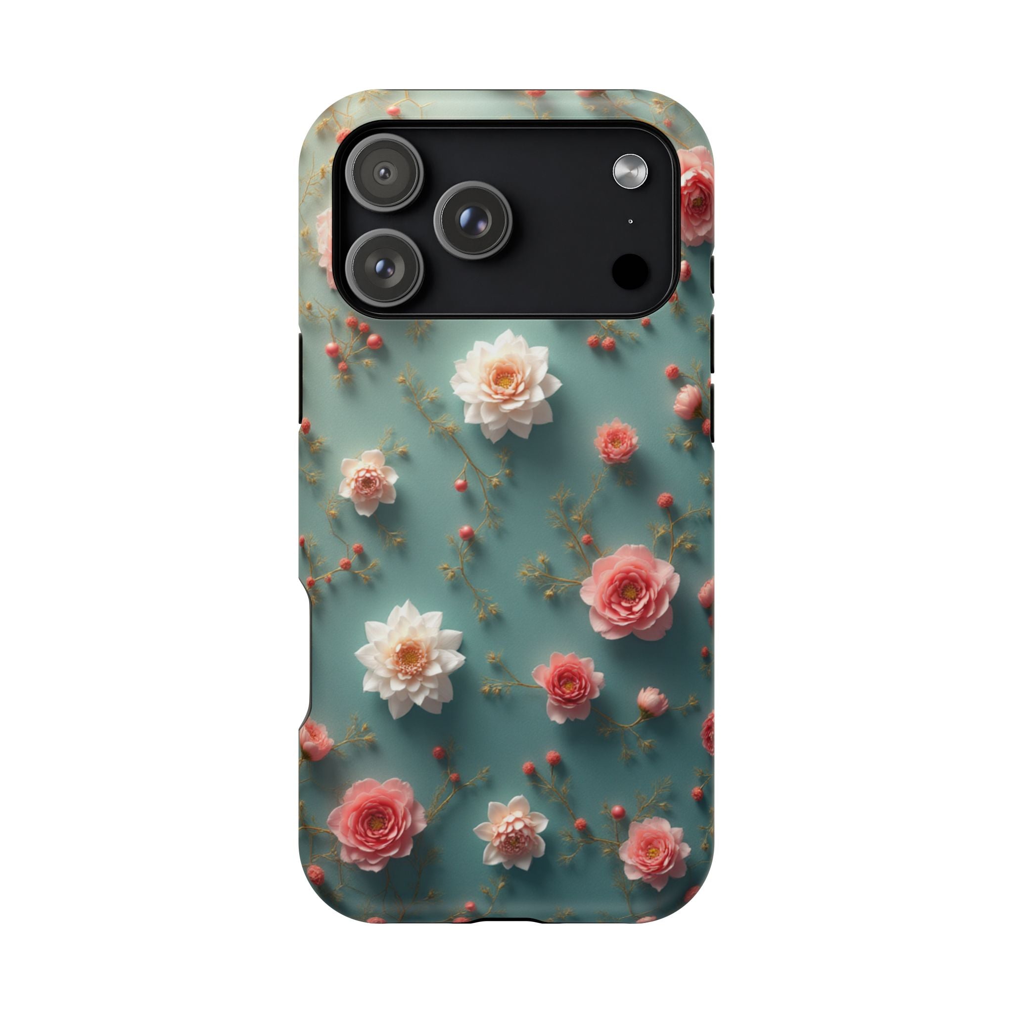 Floral Rose Pattern Magnetic Impact-Resistant Phone Case