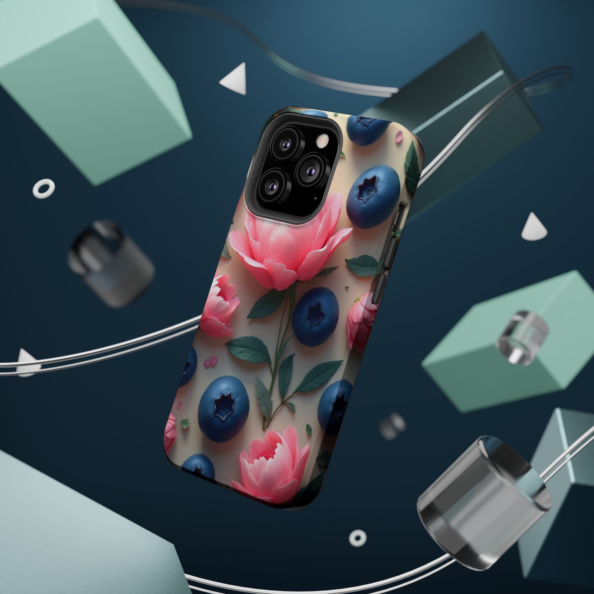 Floral Blueberry Phone Case — Magnetic Impact-Resistant