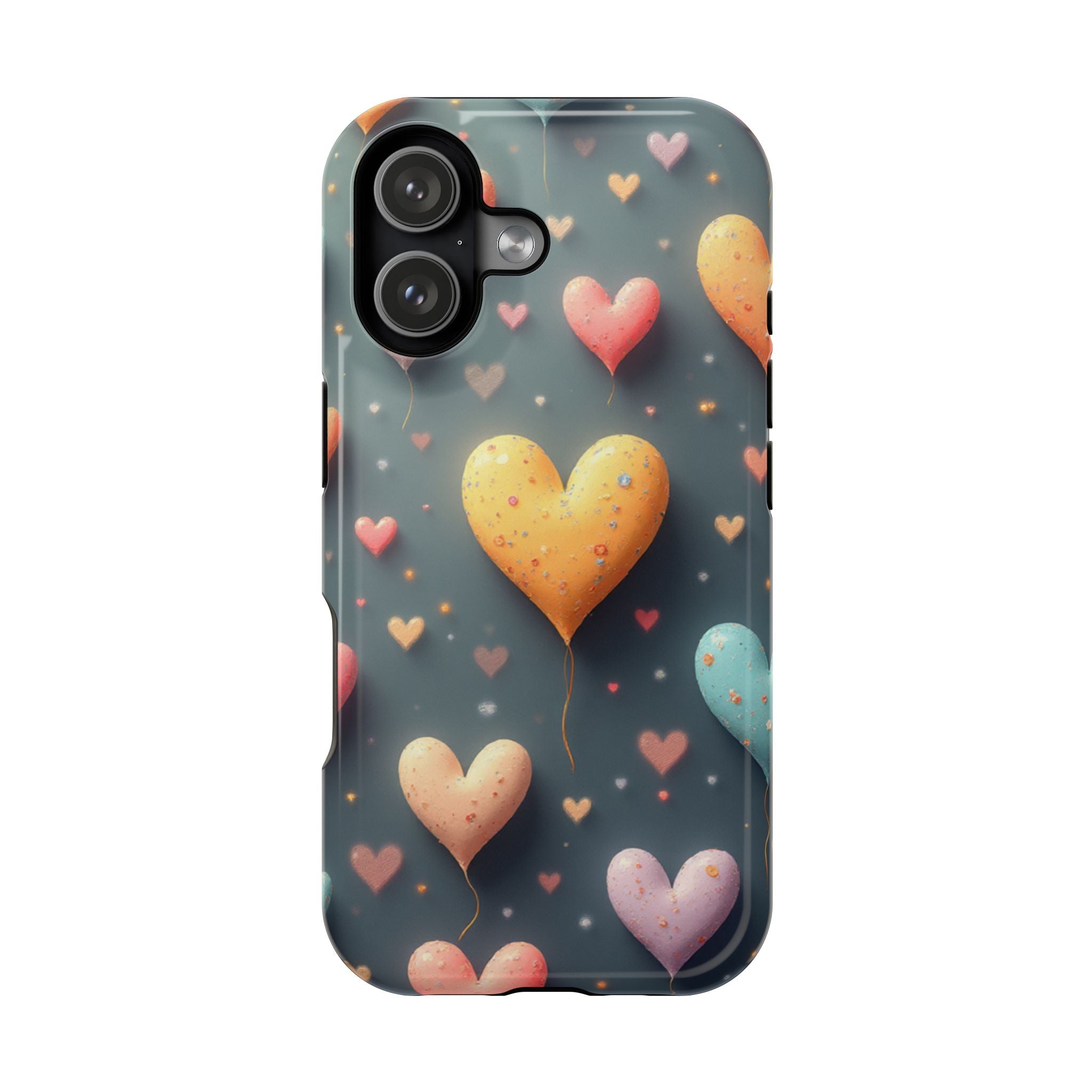 Magnetic Impact-Resistant Phone Case — Colorful Floating Heart Design