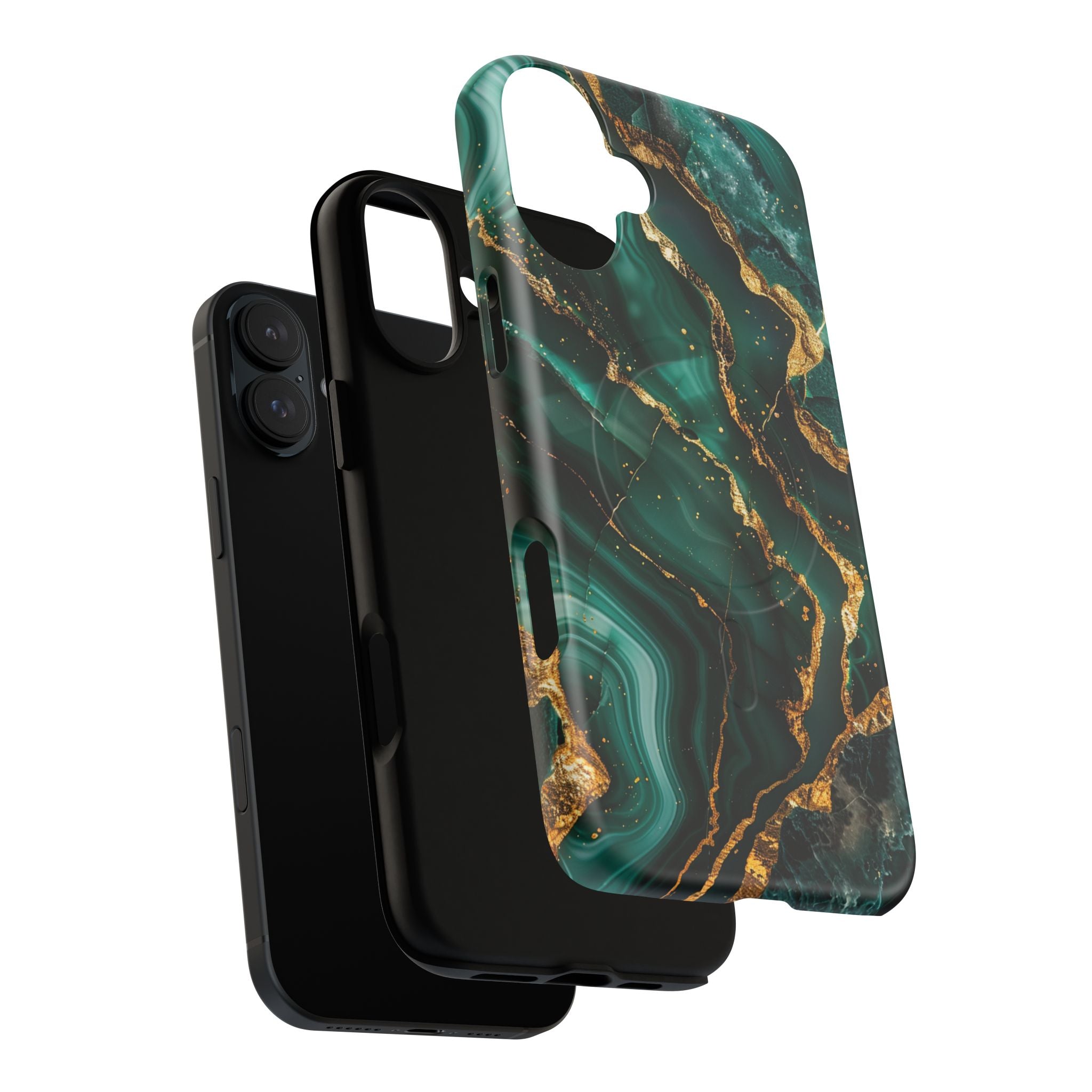 Green Marble Magnetic Phone Case — Emerald & Gold Abstract Tough Case