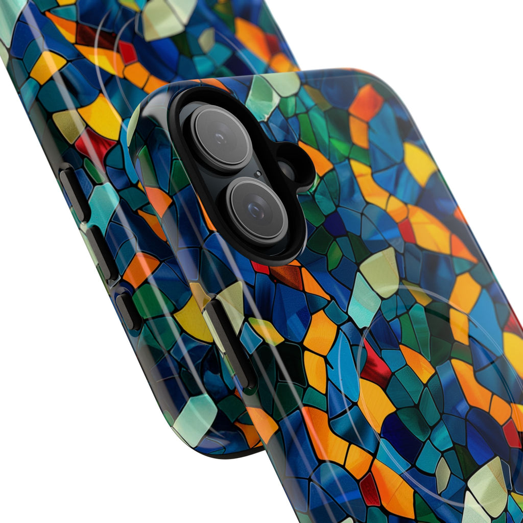 Stained Glass Mosaic Tough Magnetic Phone Case — Vibrant Abstract Protective Cover