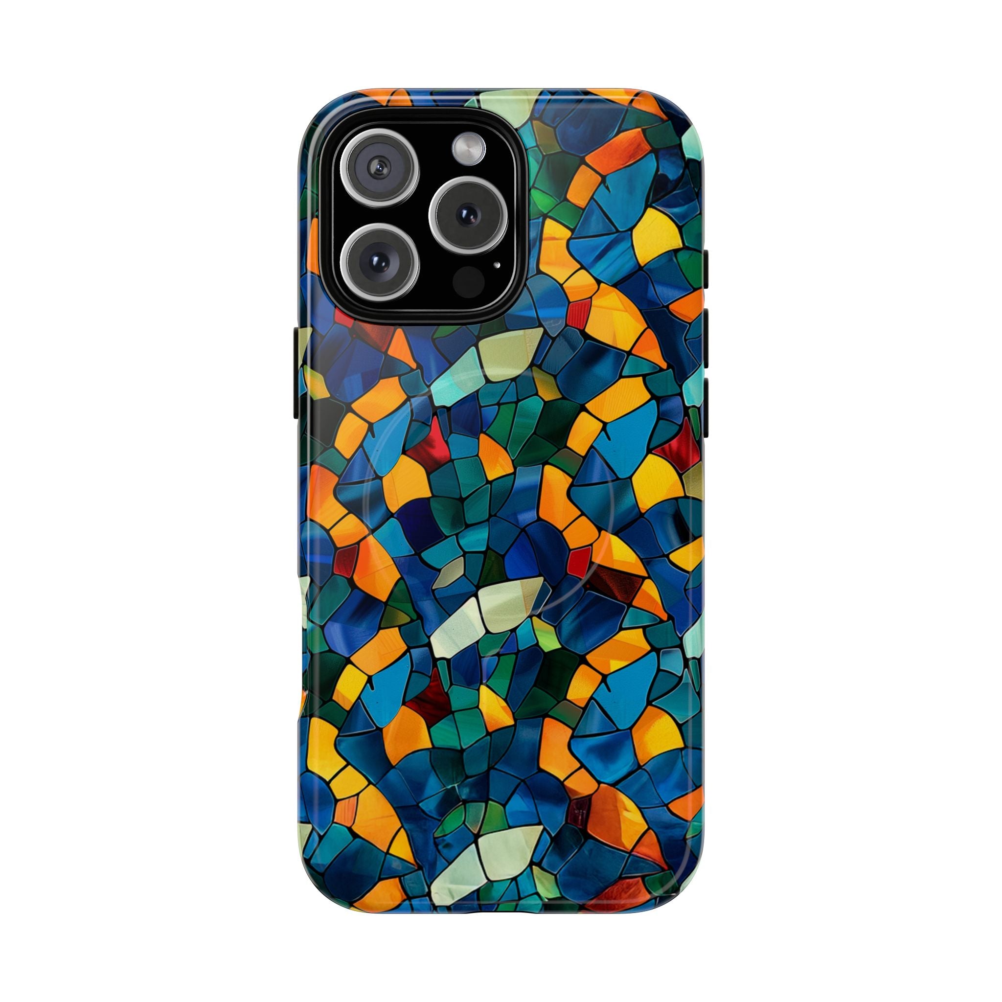 Stained Glass Mosaic Tough Magnetic Phone Case — Vibrant Abstract Protective Cover