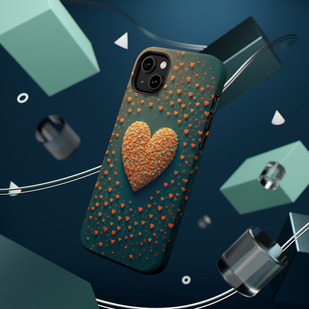 Magnetic Impact-Resistant Phone Case — Textured Heart Confetti Design