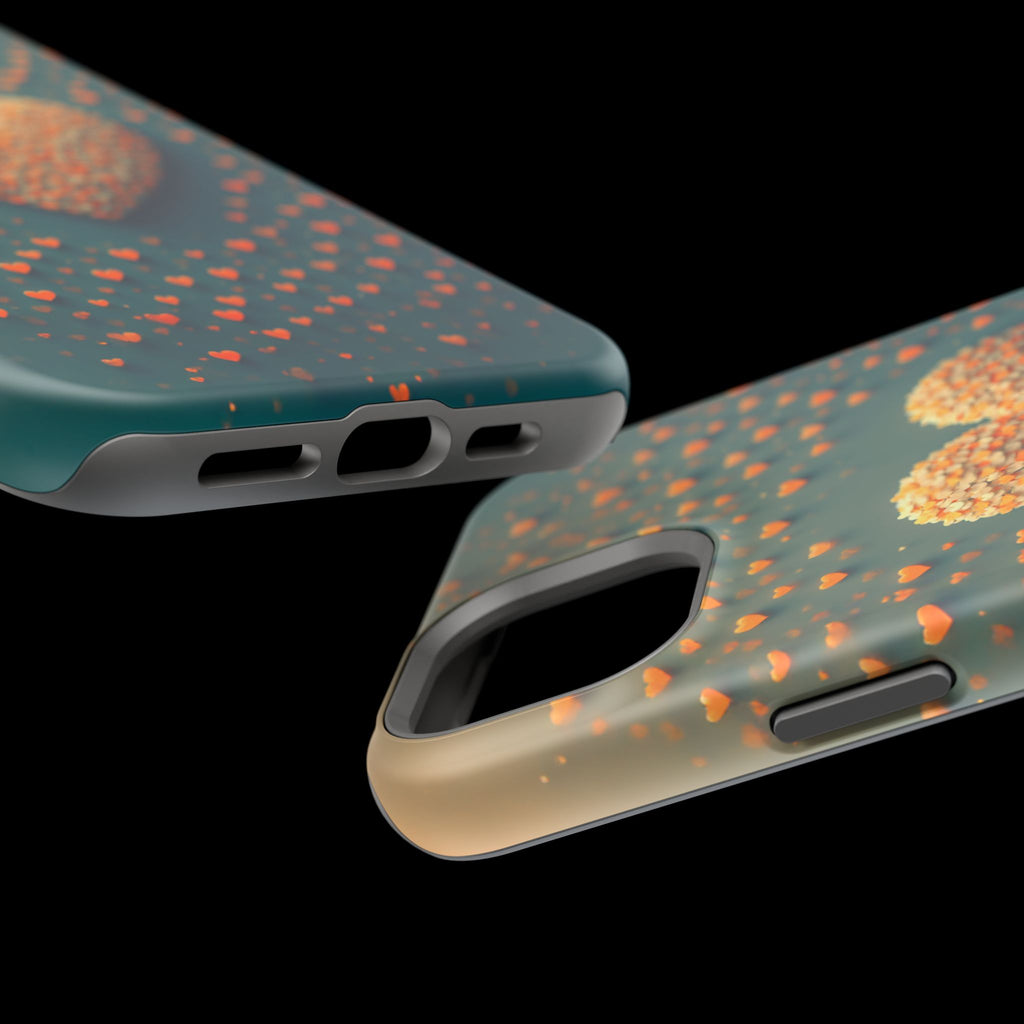 Magnetic Impact-Resistant Phone Case — Textured Heart Confetti Design