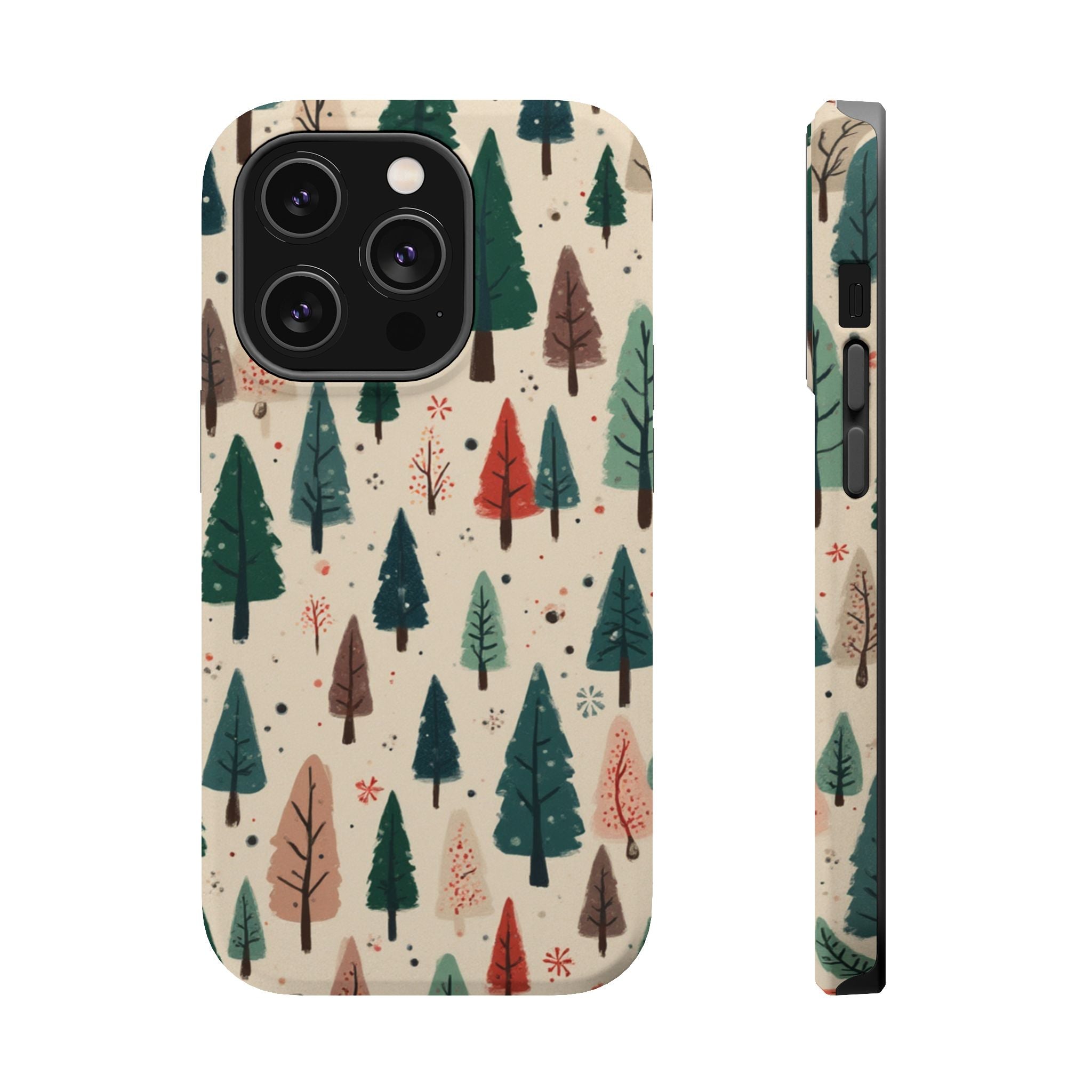 Forest Pattern Magnetic Impact-Resistant Phone Case — Winter Tree Design