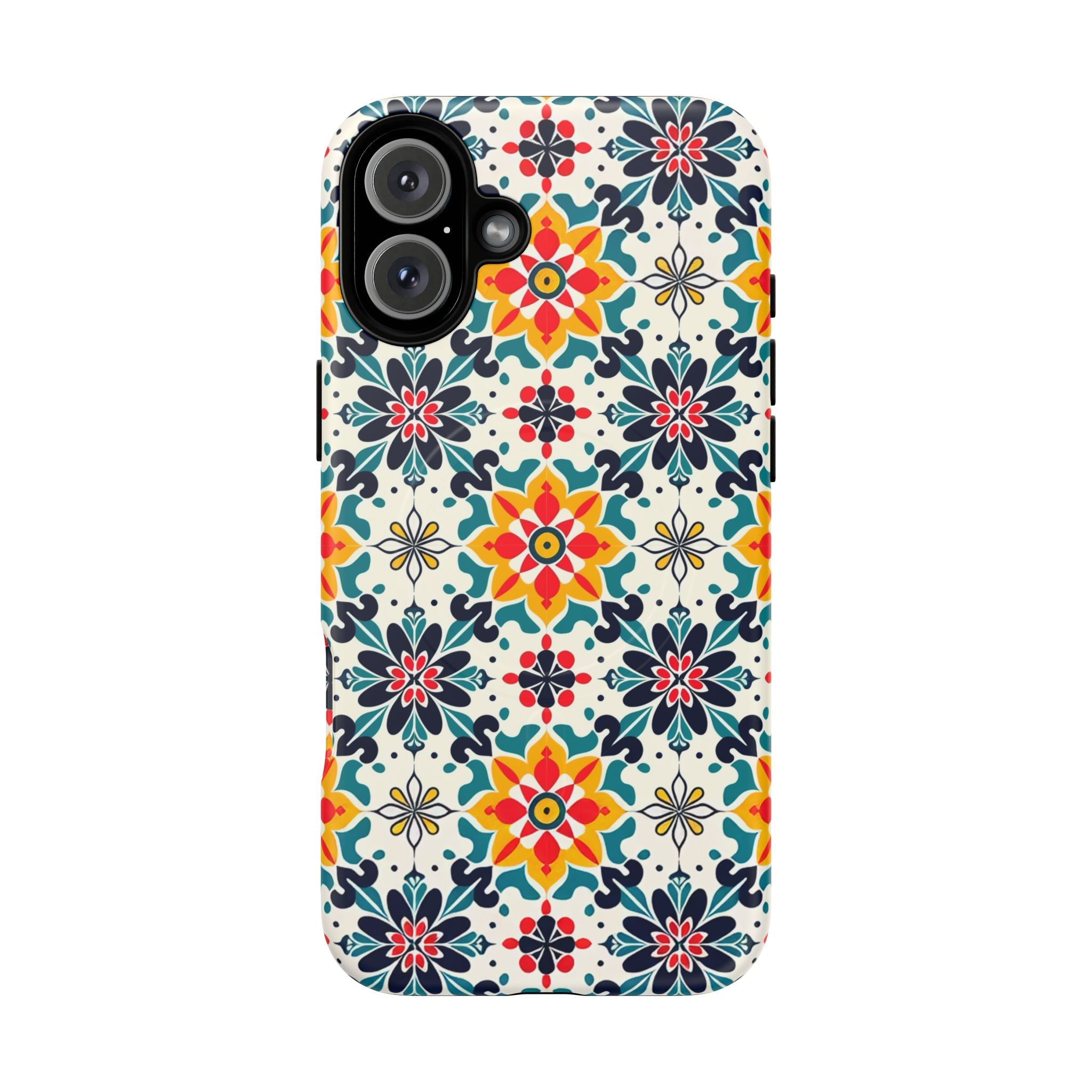 Floral Mosaic Tough Magnetic Phone Case — Colorful Boho Protective Cover