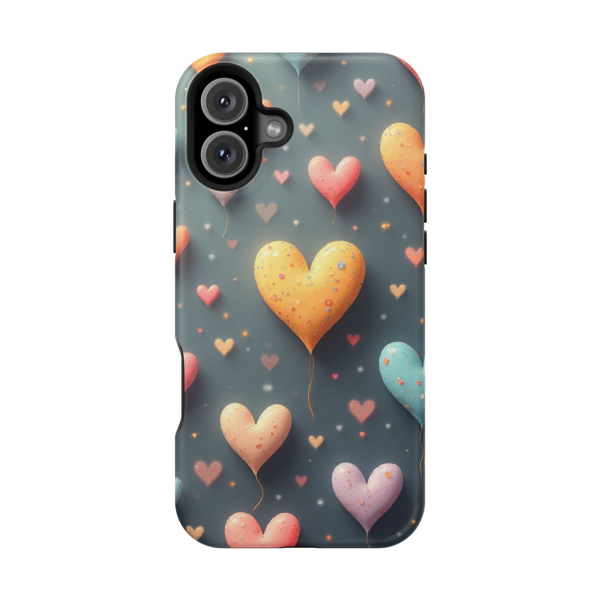 Magnetic Impact-Resistant Phone Case — Colorful Floating Heart Design