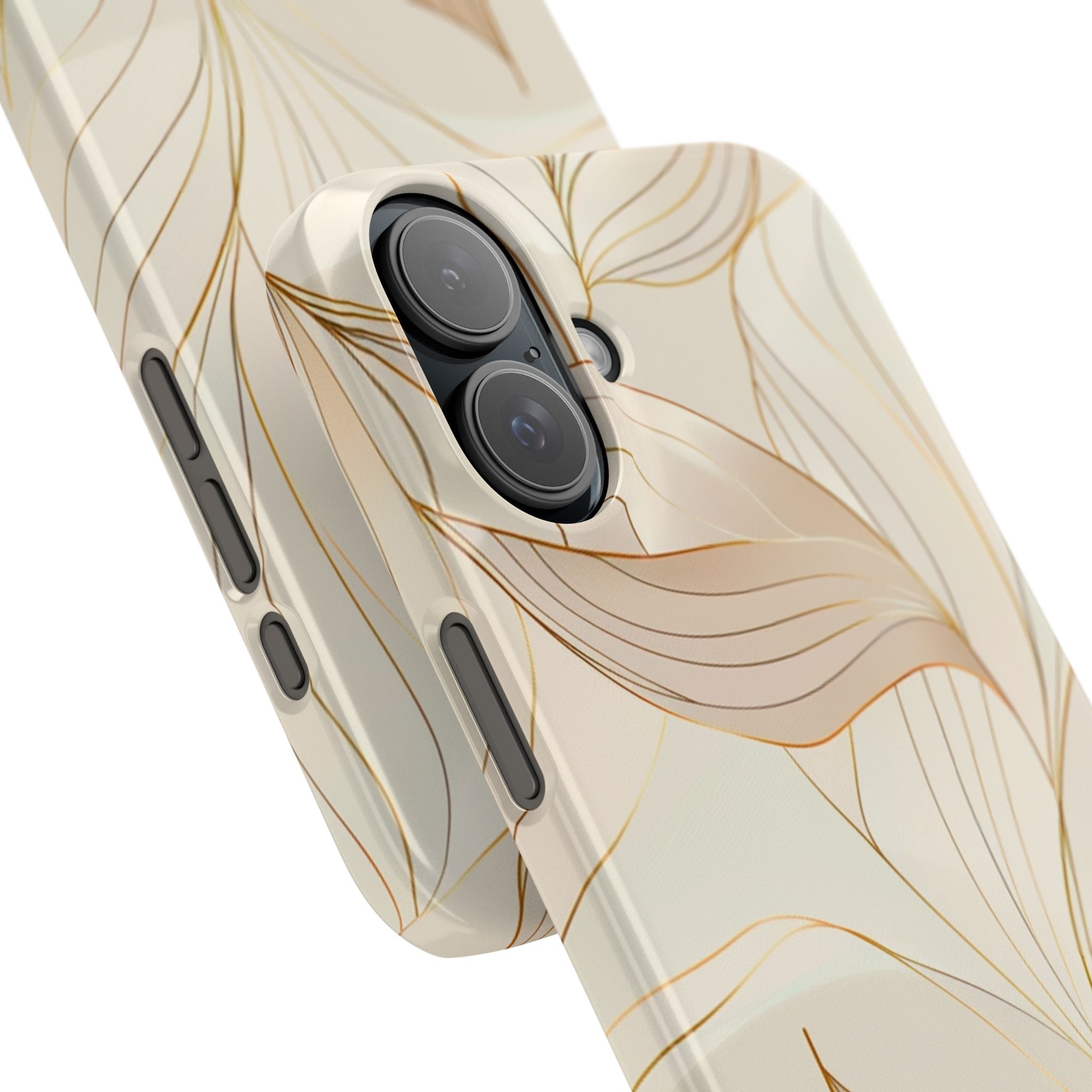 Floral Gold Leaf Phone Case — Elegant Neutral Botanical Snap Case