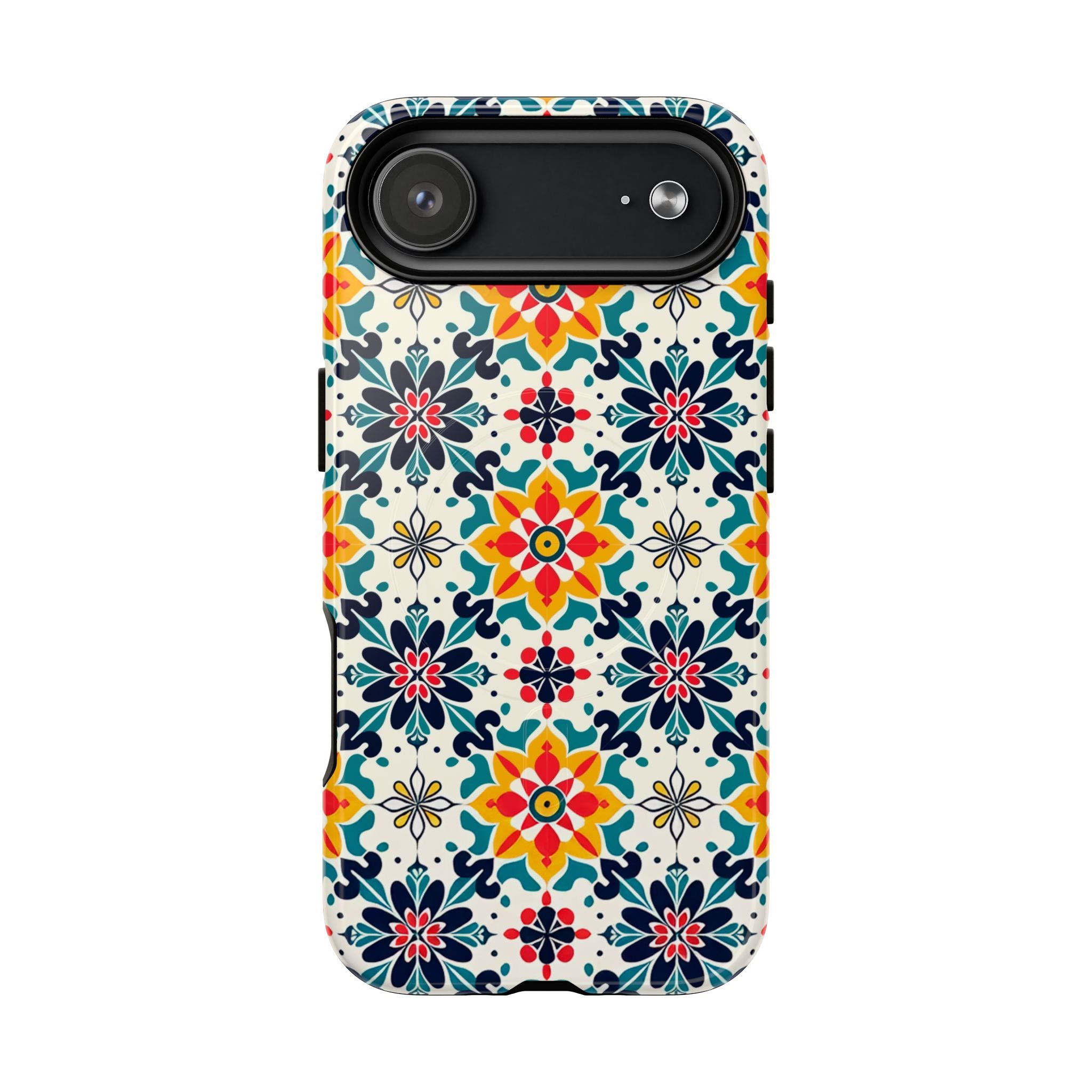 Floral Mosaic Tough Magnetic Phone Case — Colorful Boho Protective Cover