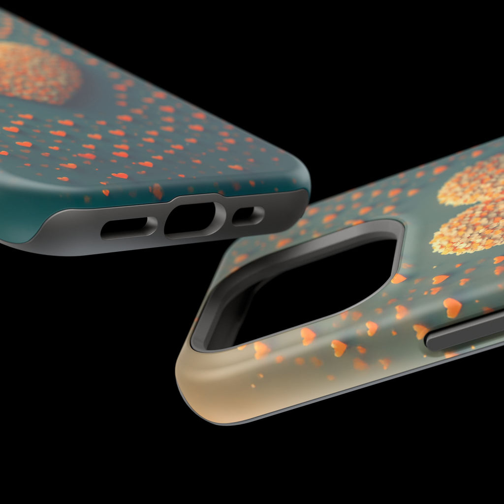 Magnetic Impact-Resistant Phone Case — Textured Heart Confetti Design