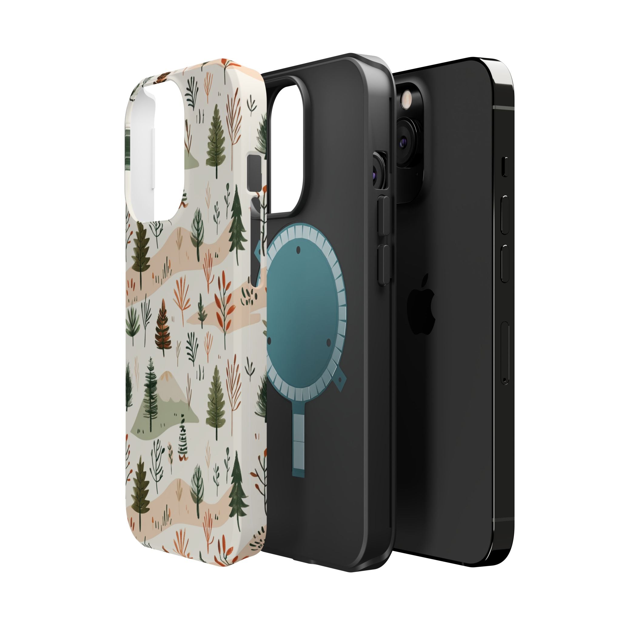 Magnetic Impact-Resistant Phone Case — Woodland Trees Pattern