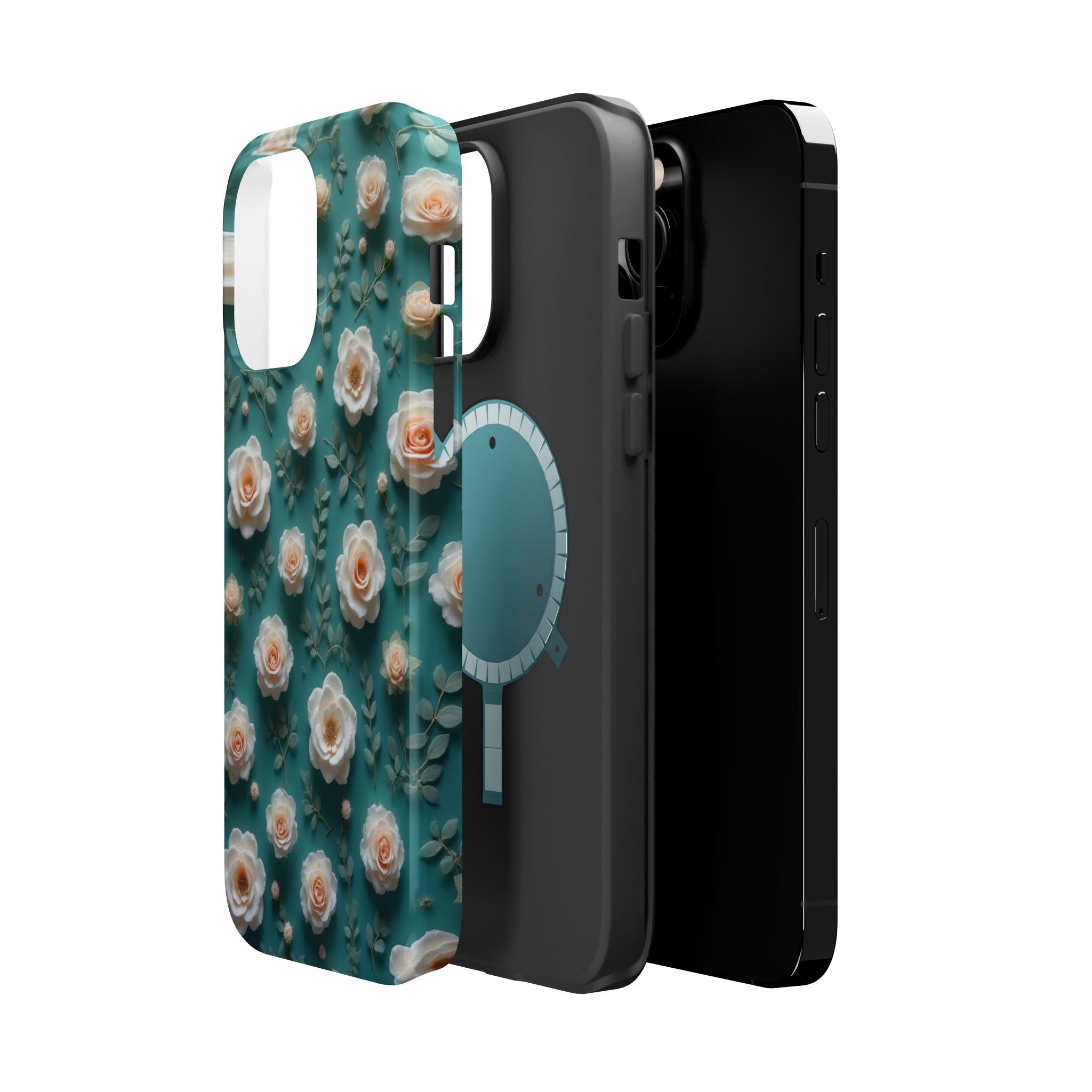 Floral Rose Pattern Magnetic Impact-Resistant Phone Case