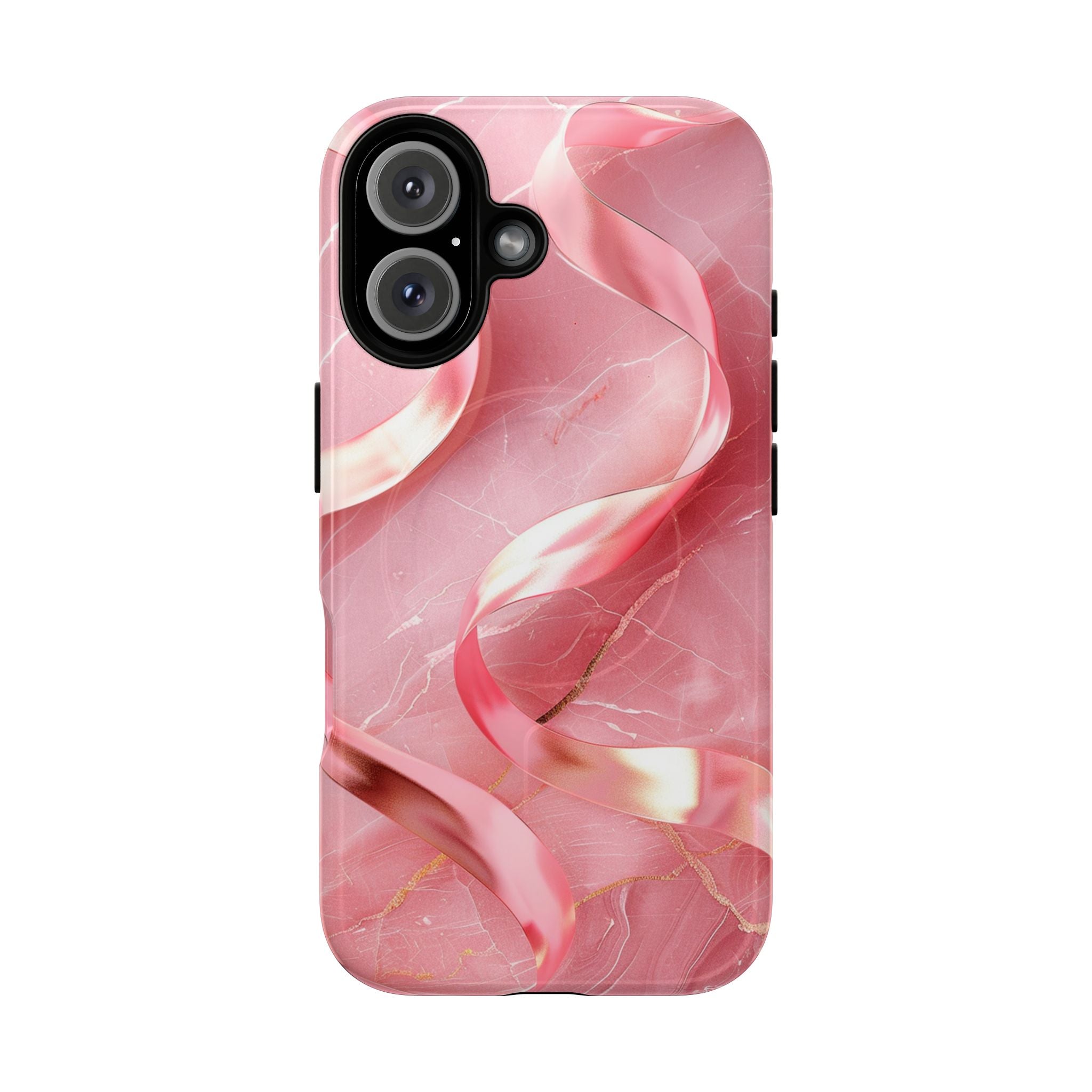 Pink Marble Tough Magnetic Phone Case — Abstract Rose Swirl Magnetic iPhone Cover