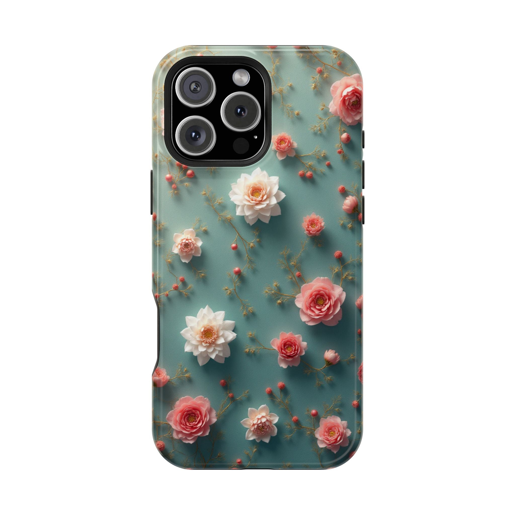 Floral Rose Pattern Magnetic Impact-Resistant Phone Case