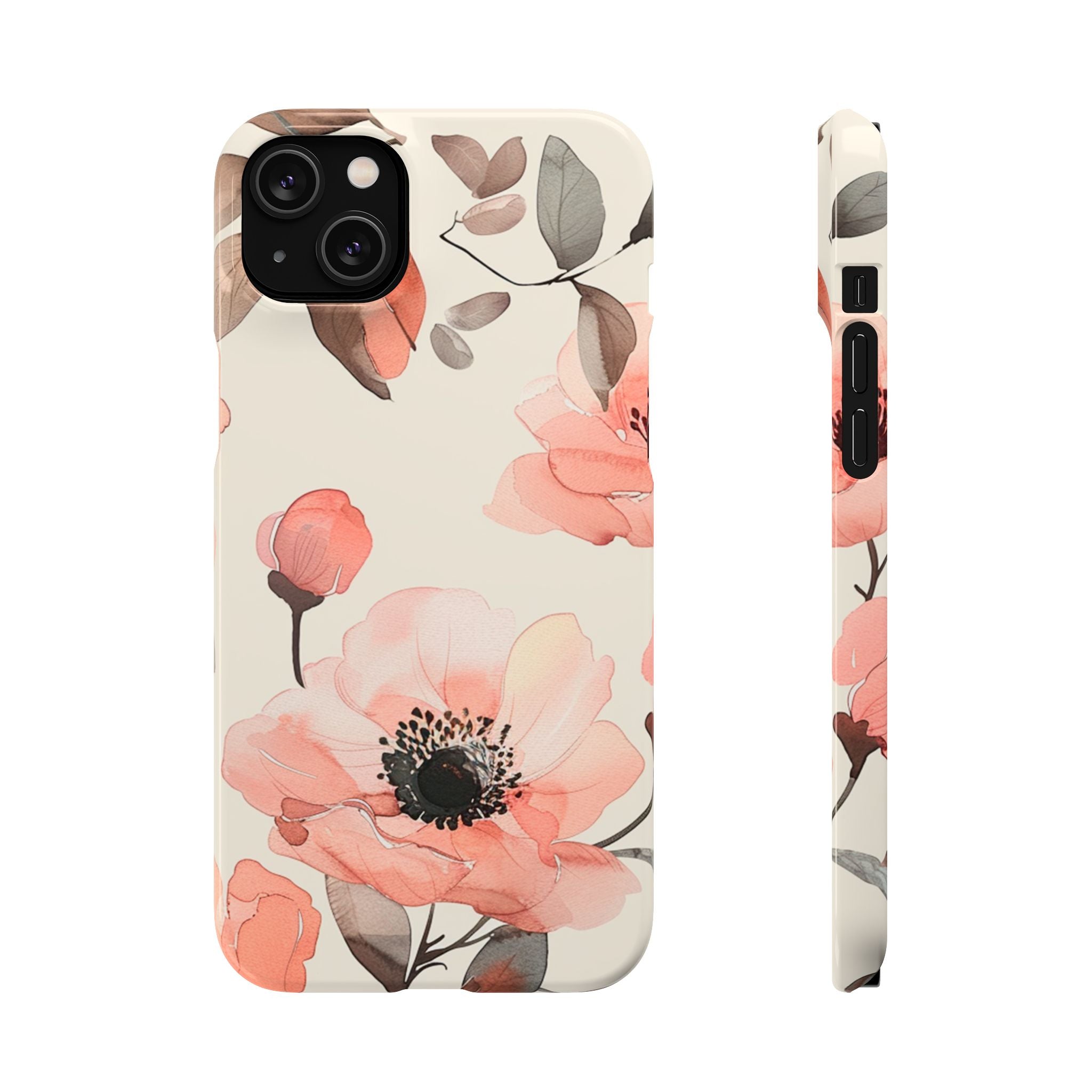 Floral Snap Phone Case — Blush Watercolor Poppies
