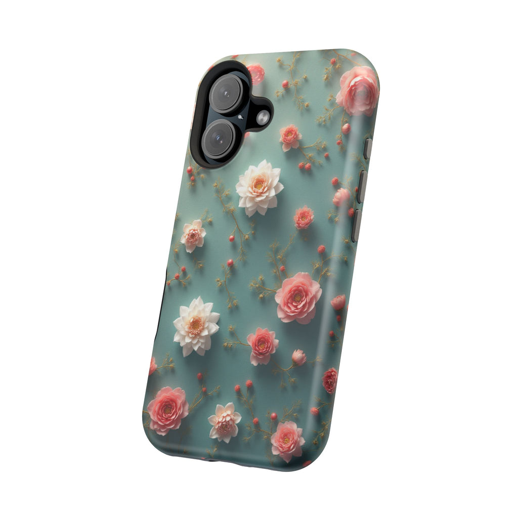 Floral Rose Pattern Magnetic Impact-Resistant Phone Case
