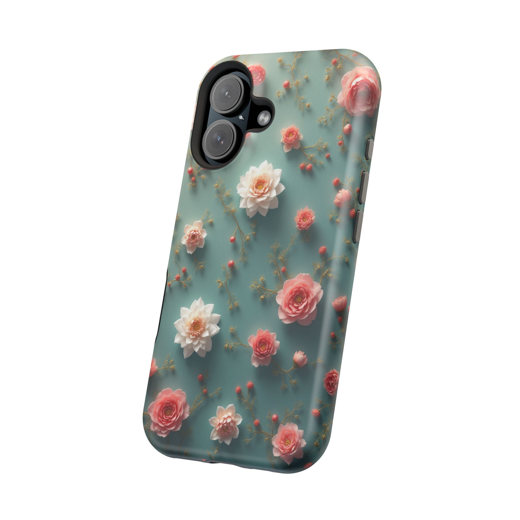 Floral Rose Pattern Magnetic Impact-Resistant Phone Case
