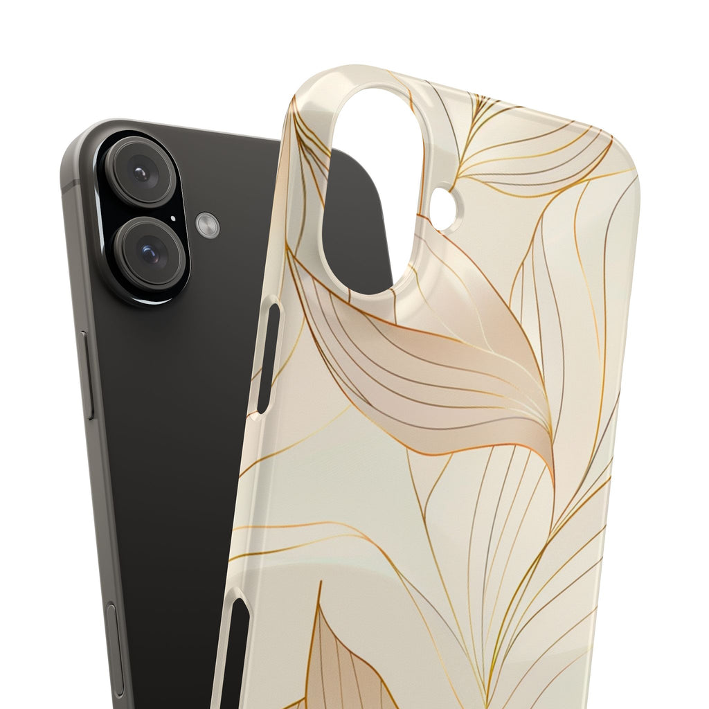 Floral Gold Leaf Phone Case — Elegant Neutral Botanical Snap Case