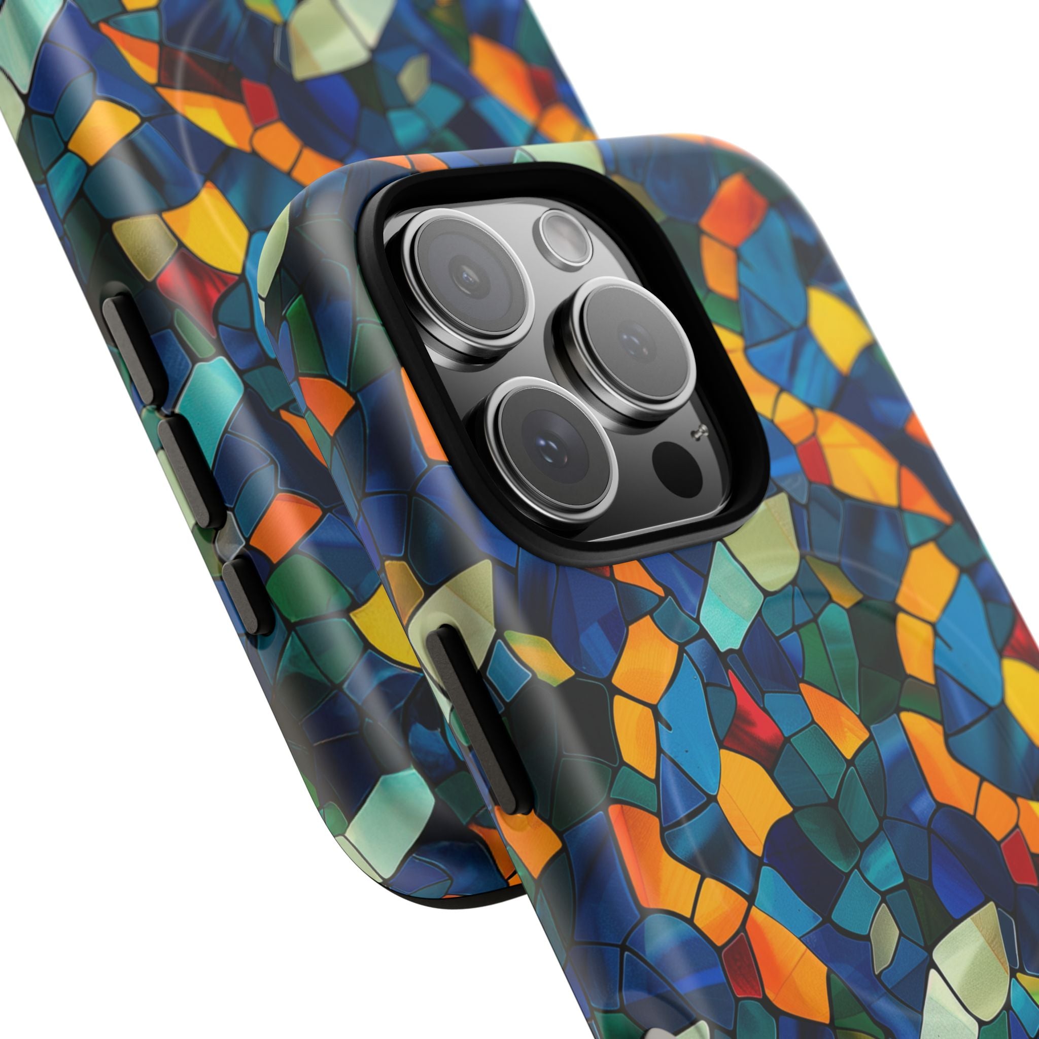 Stained Glass Mosaic Tough Magnetic Phone Case — Vibrant Abstract Protective Cover