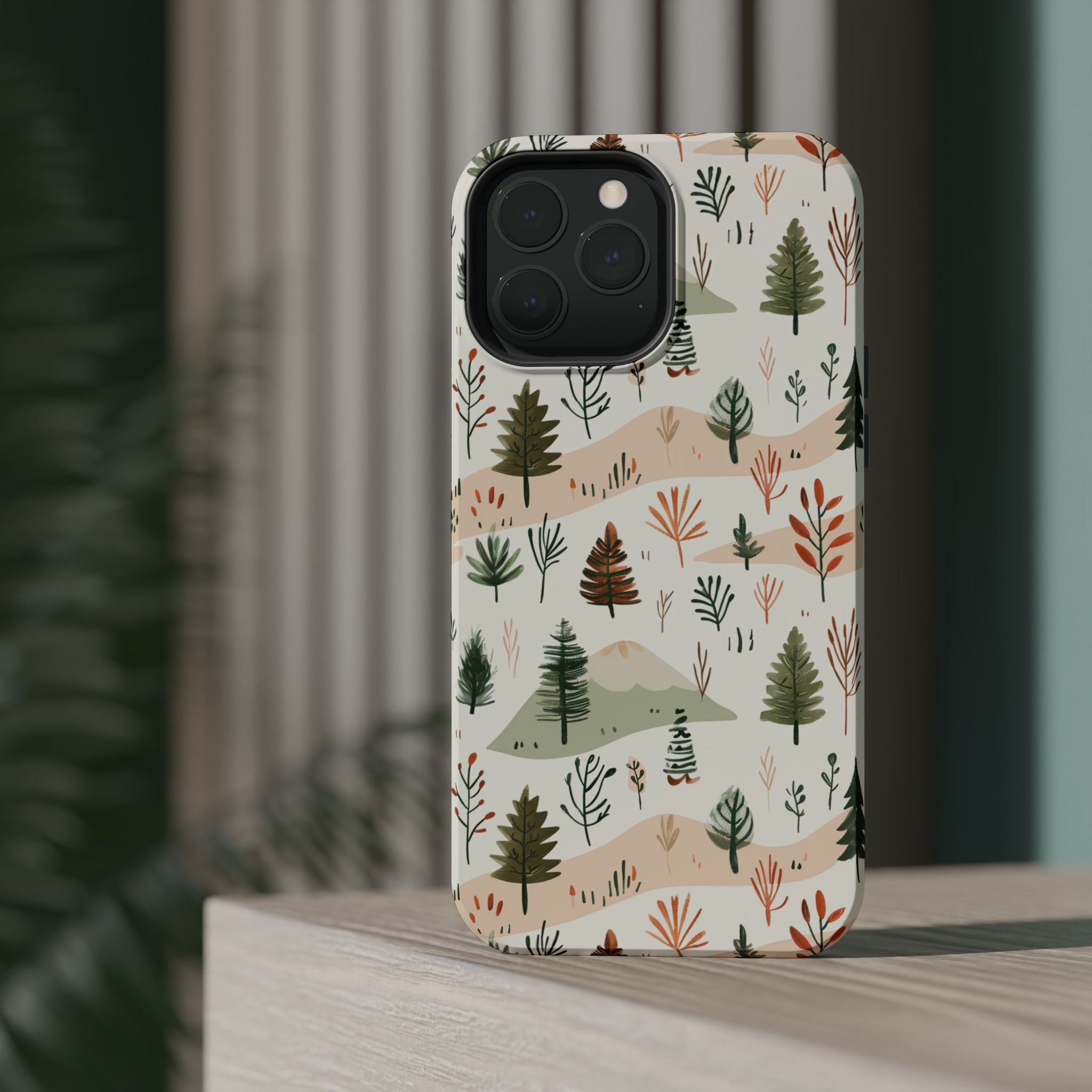 Magnetic Impact-Resistant Phone Case — Woodland Trees Pattern