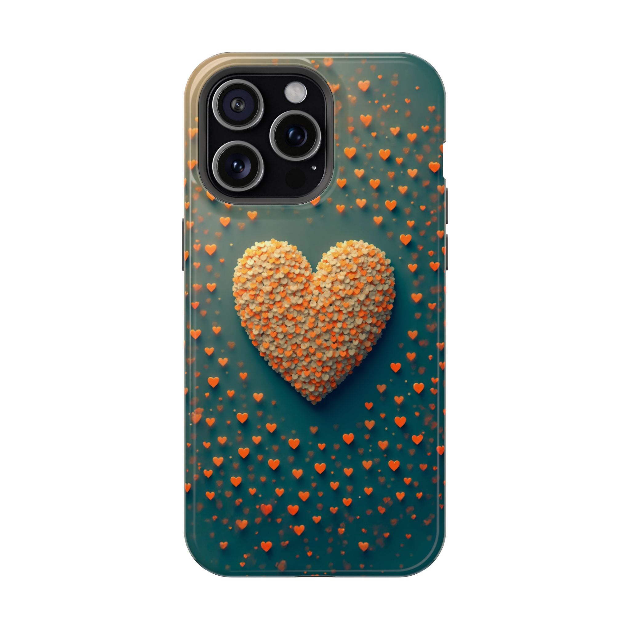 Magnetic Impact-Resistant Phone Case — Textured Heart Confetti Design