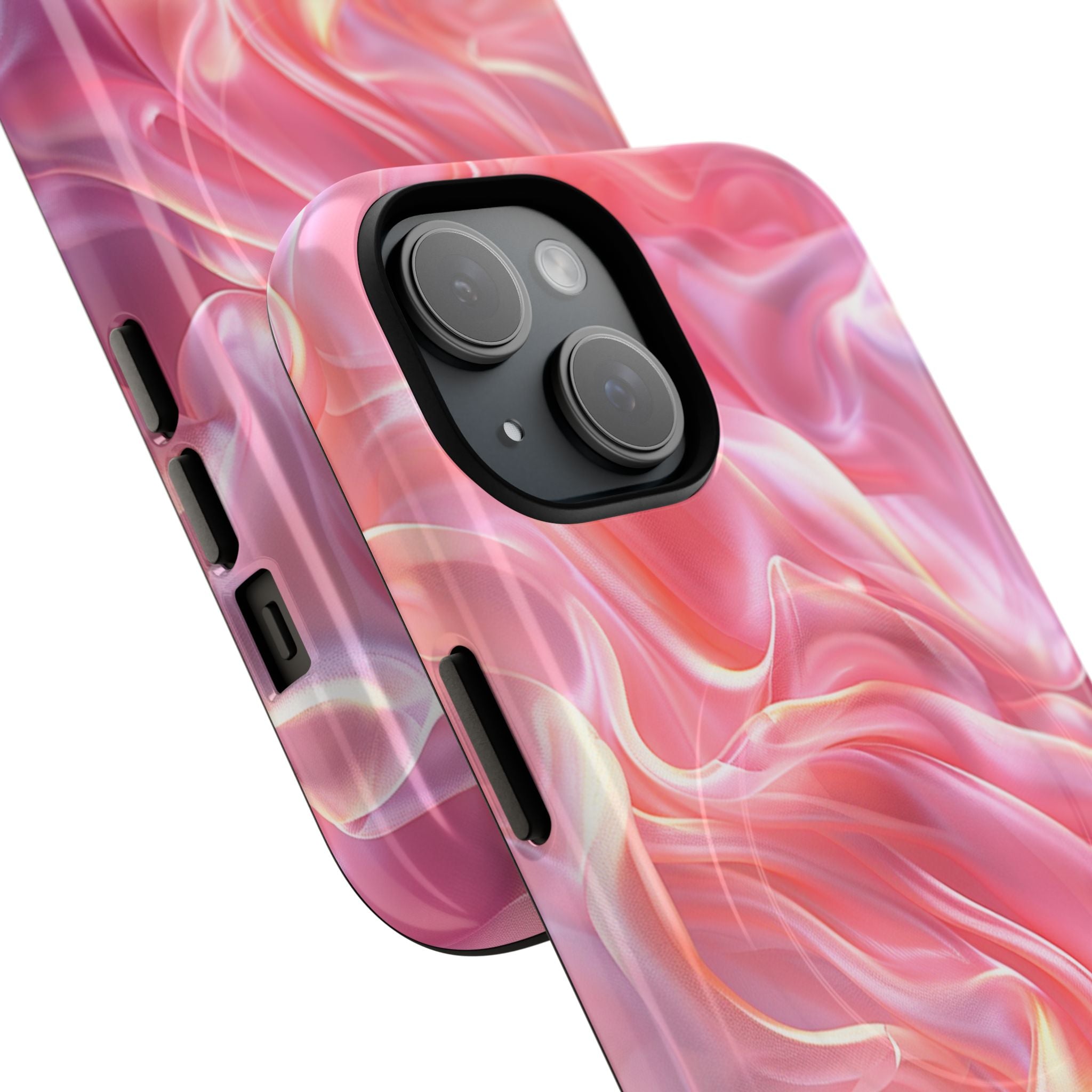 Pink Swirl Tough Magnetic Phone Case — Protective Magnetic iPhone Cover with Iridescent Marble Design