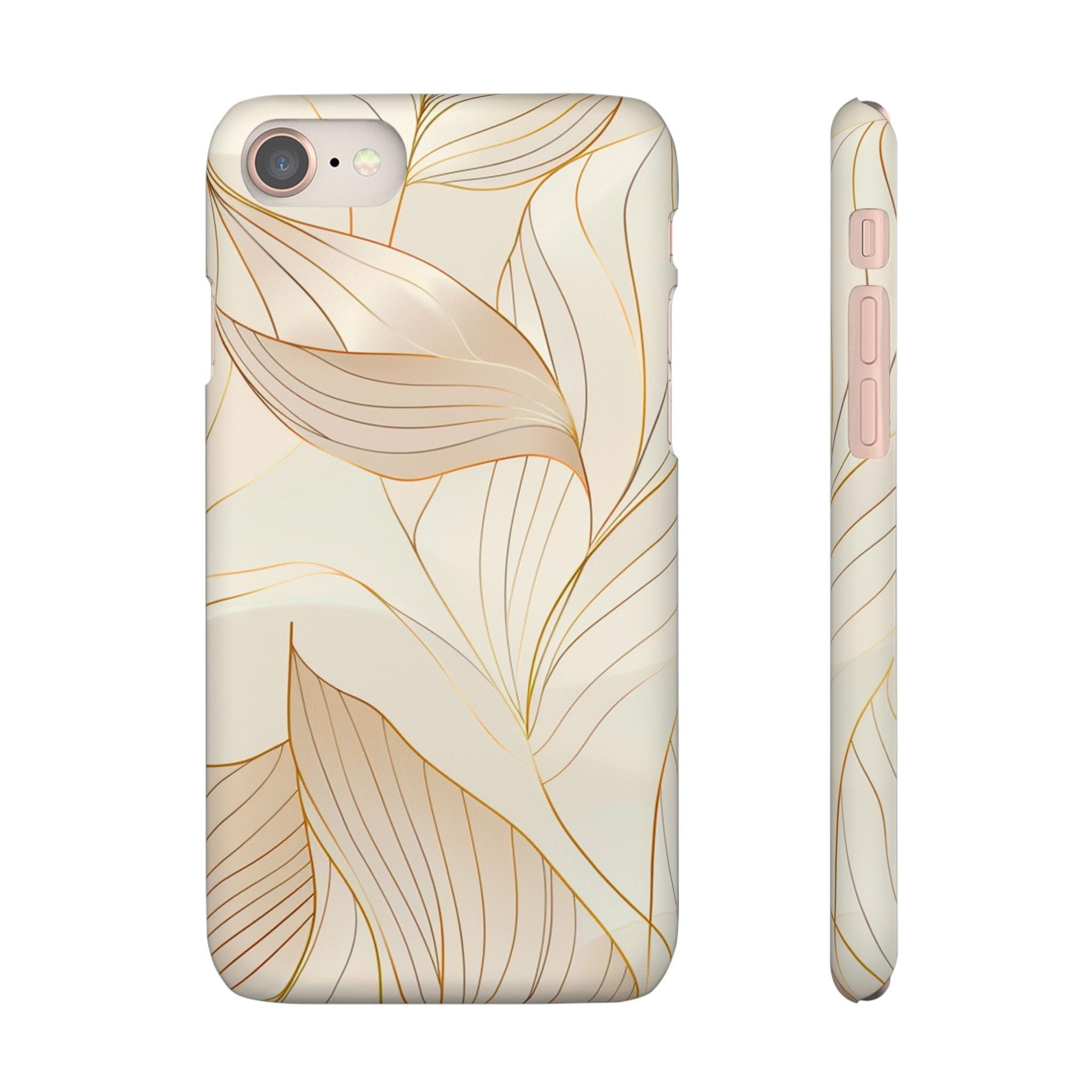 Floral Gold Leaf Phone Case — Elegant Neutral Botanical Snap Case