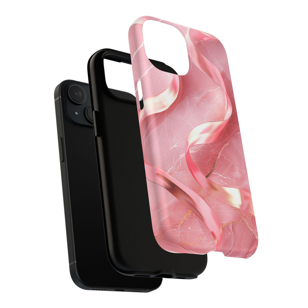 Pink Marble Tough Magnetic Phone Case — Abstract Rose Swirl Magnetic iPhone Cover