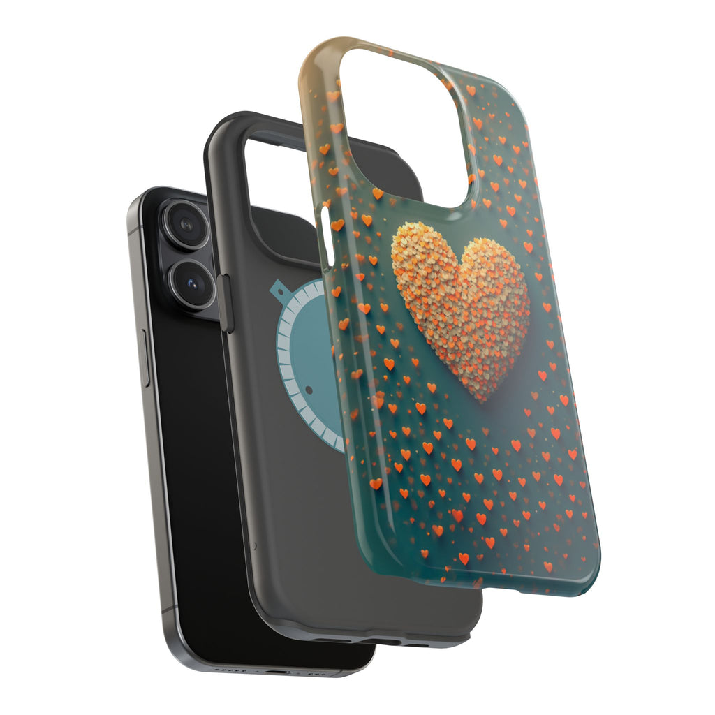 Magnetic Impact-Resistant Phone Case — Textured Heart Confetti Design