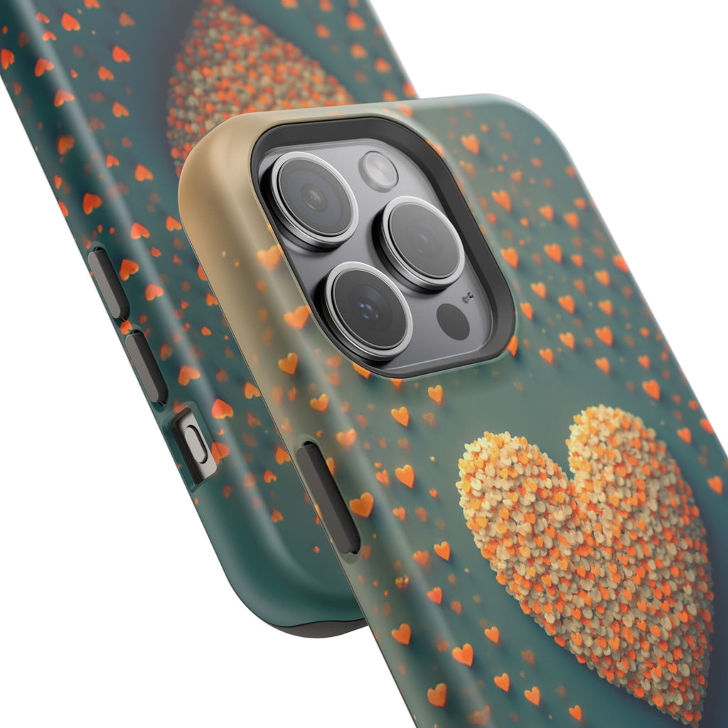 Magnetic Impact-Resistant Phone Case — Textured Heart Confetti Design