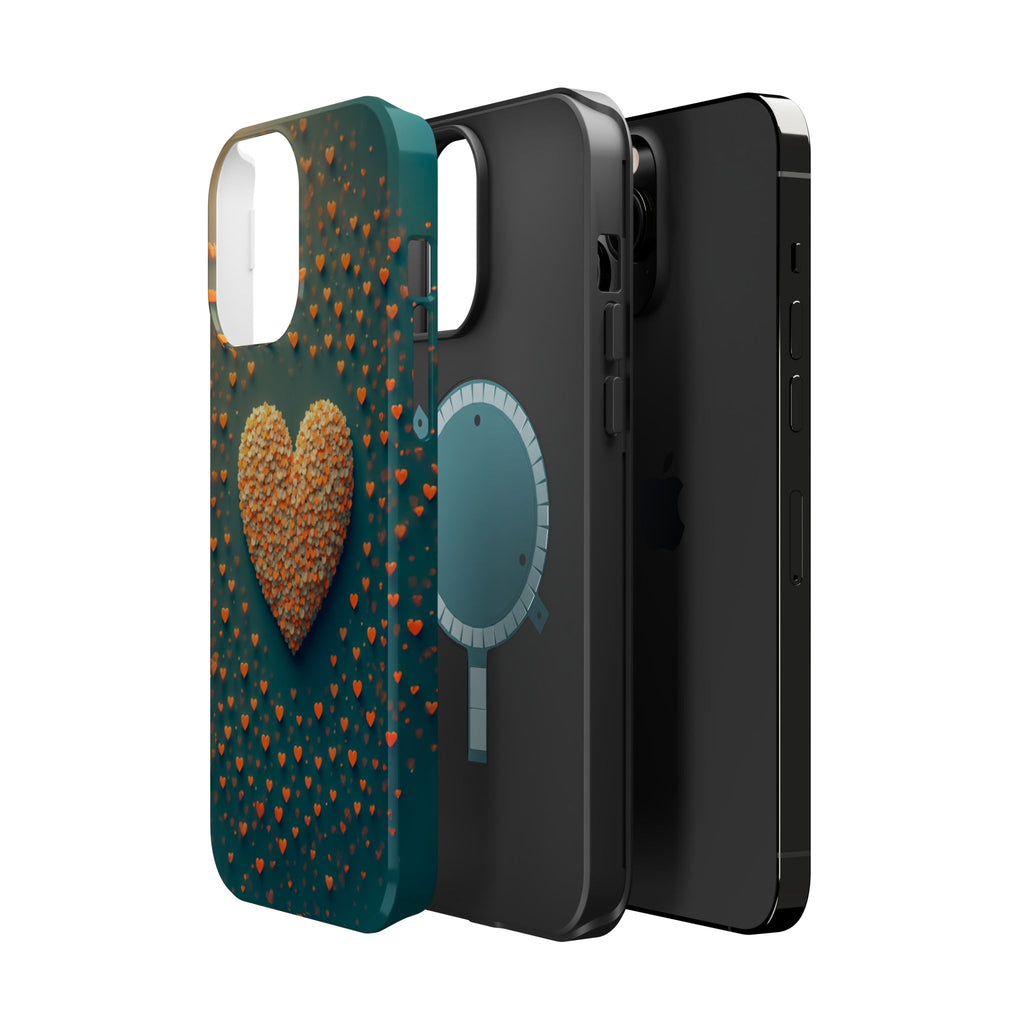 Magnetic Impact-Resistant Phone Case — Textured Heart Confetti Design