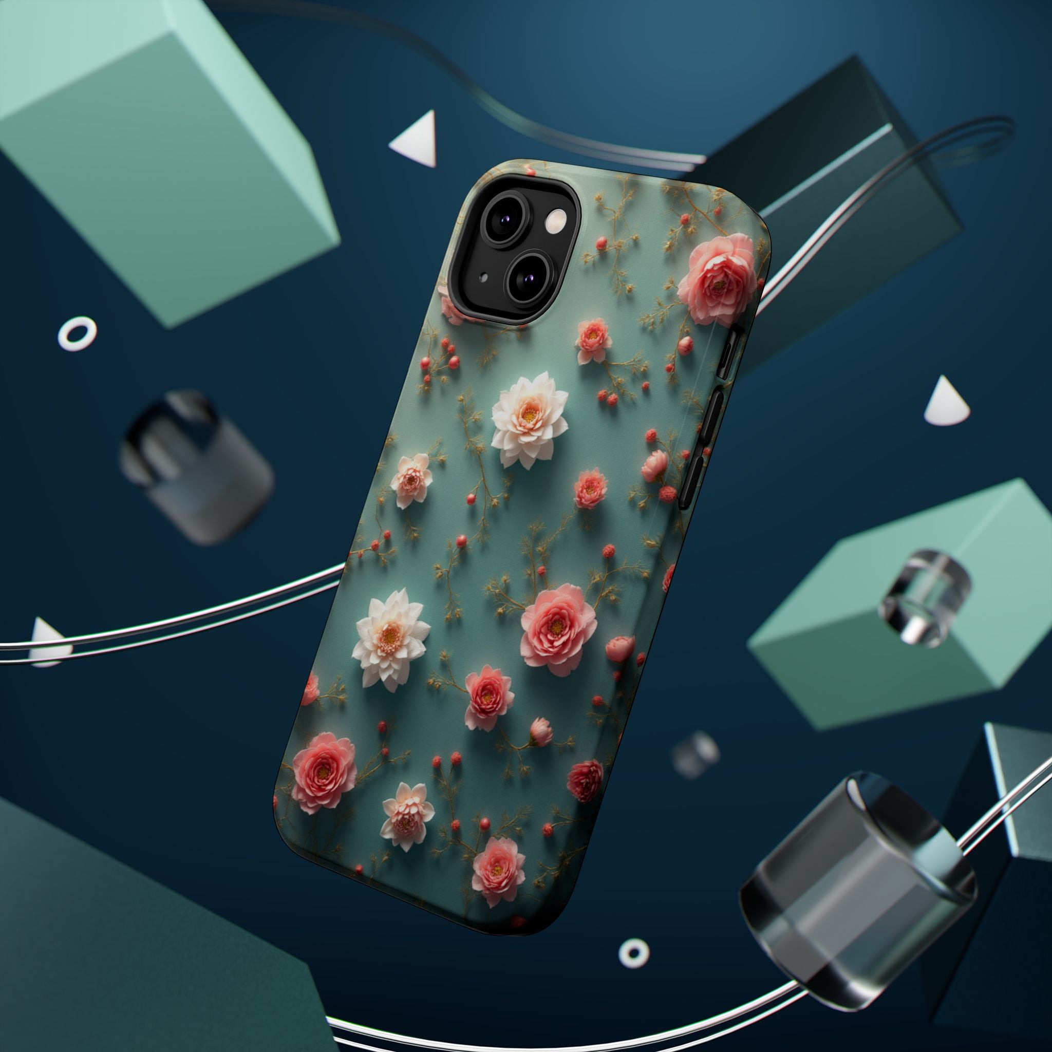 Floral Rose Pattern Magnetic Impact-Resistant Phone Case