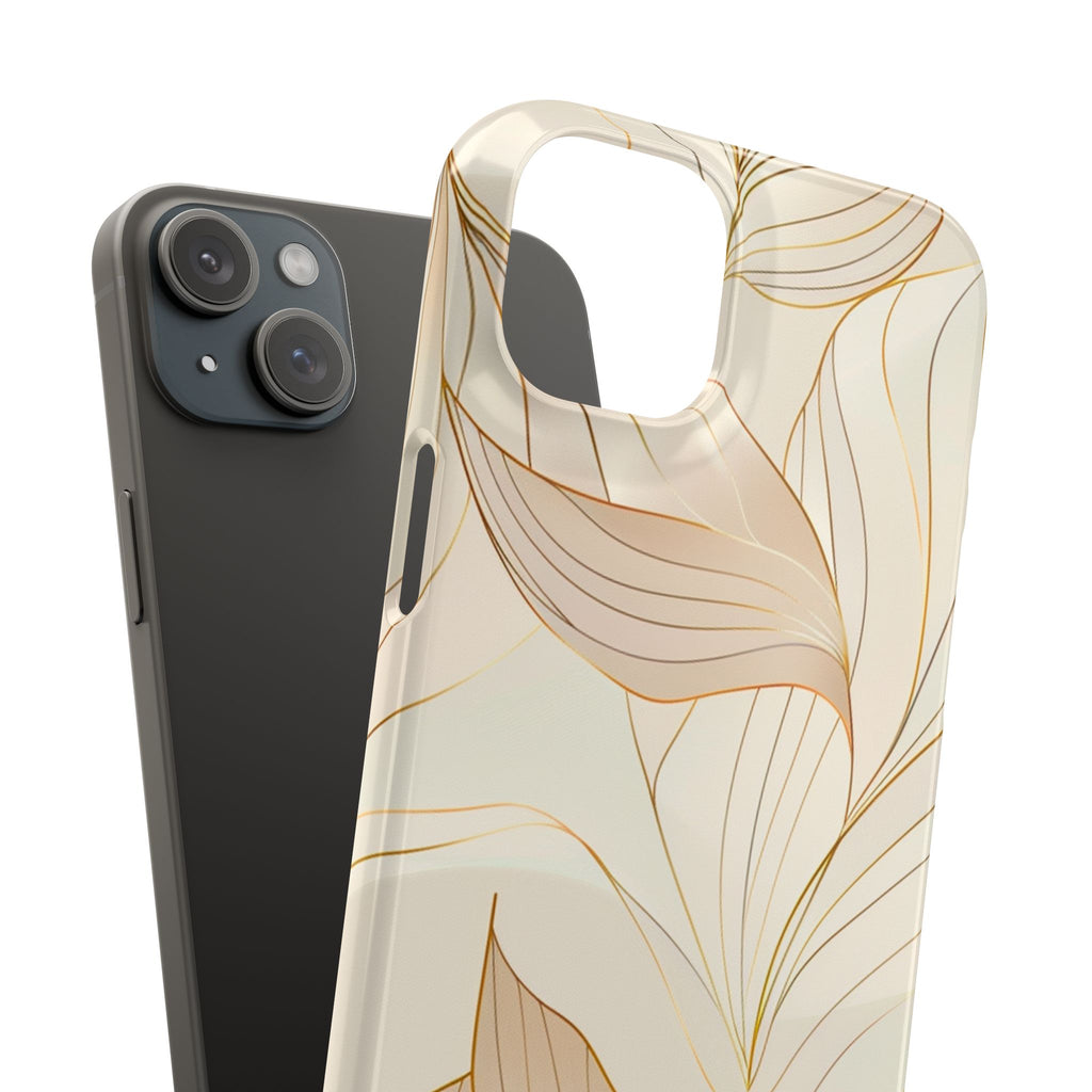 Floral Gold Leaf Phone Case — Elegant Neutral Botanical Snap Case