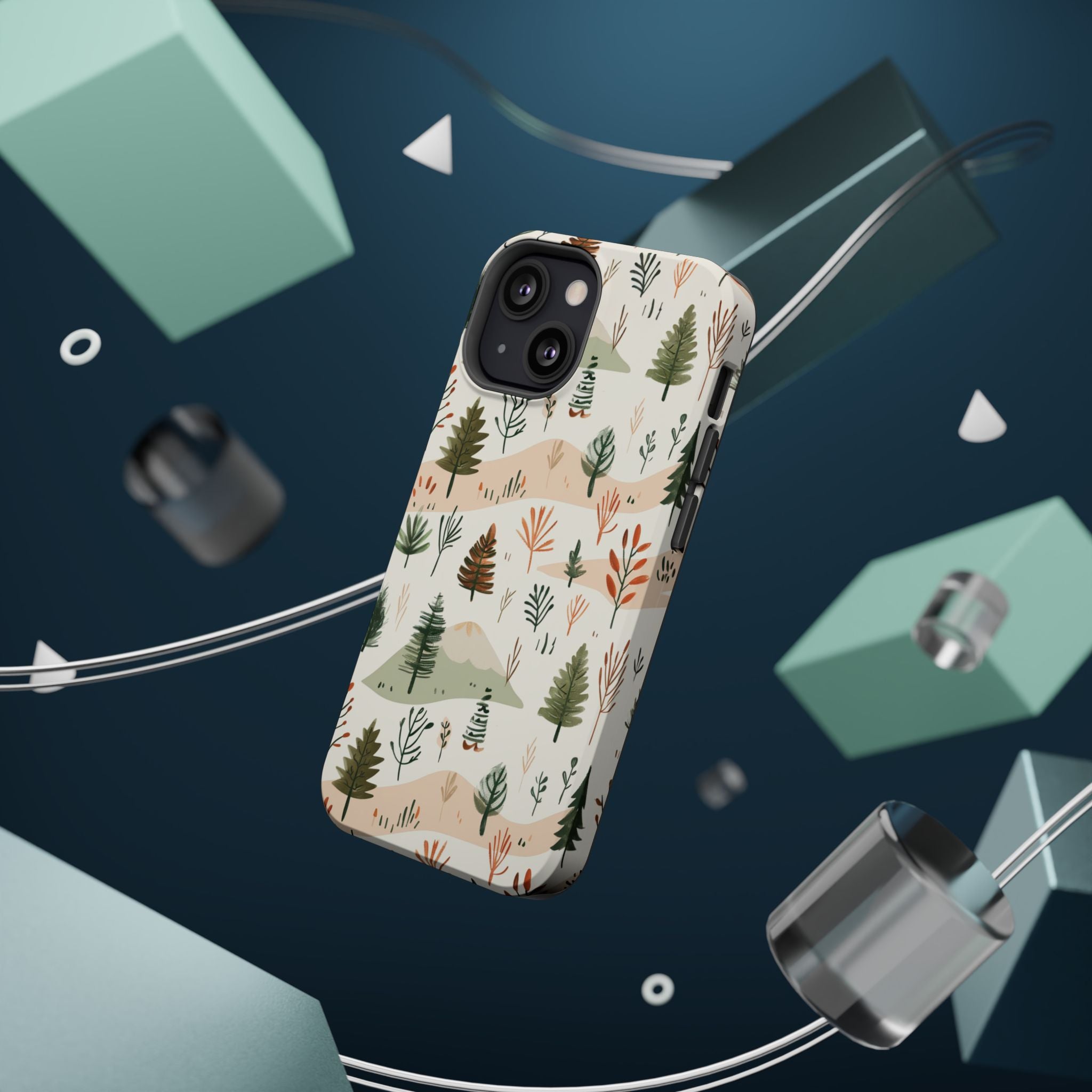 Magnetic Impact-Resistant Phone Case — Woodland Trees Pattern