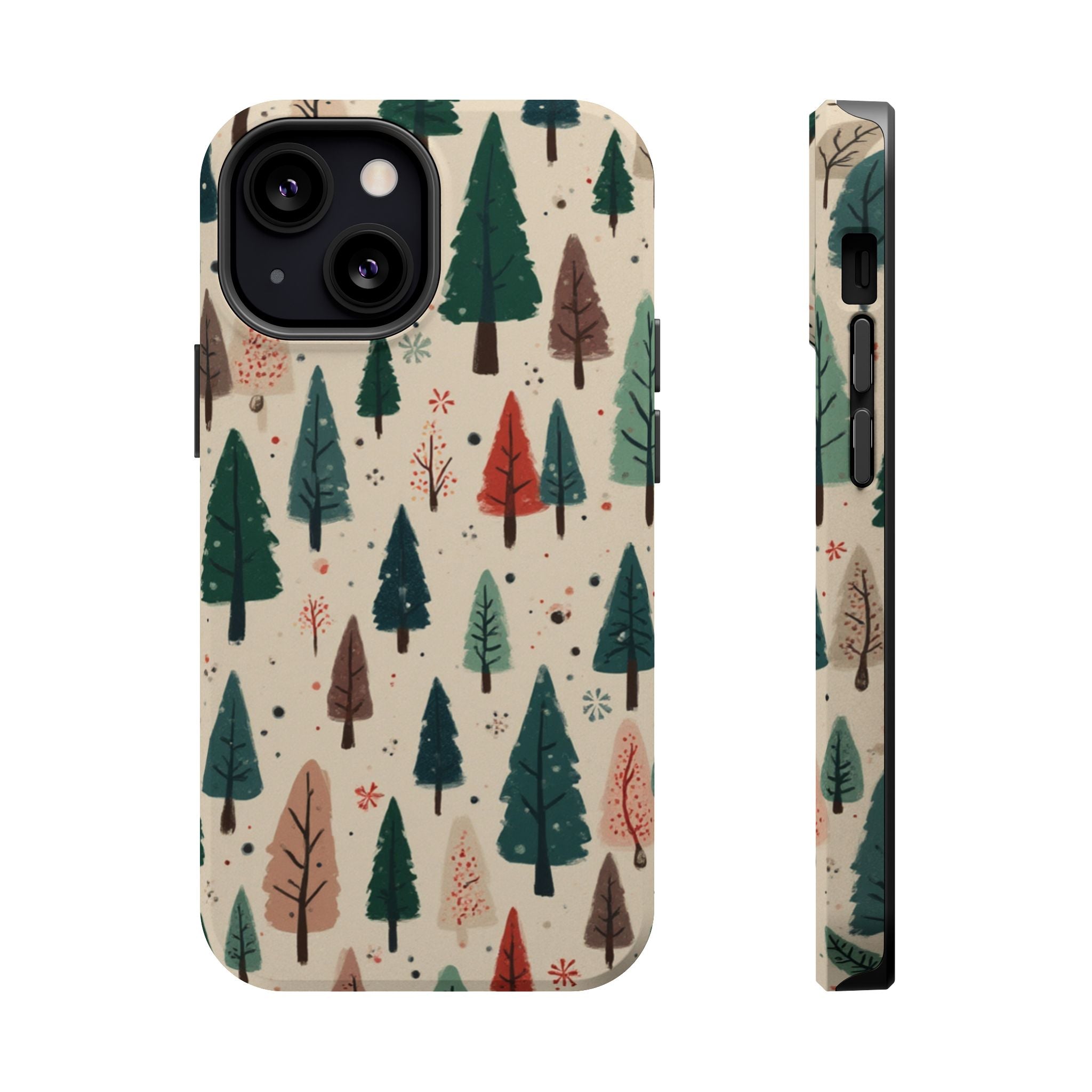 Forest Pattern Magnetic Impact-Resistant Phone Case — Winter Tree Design