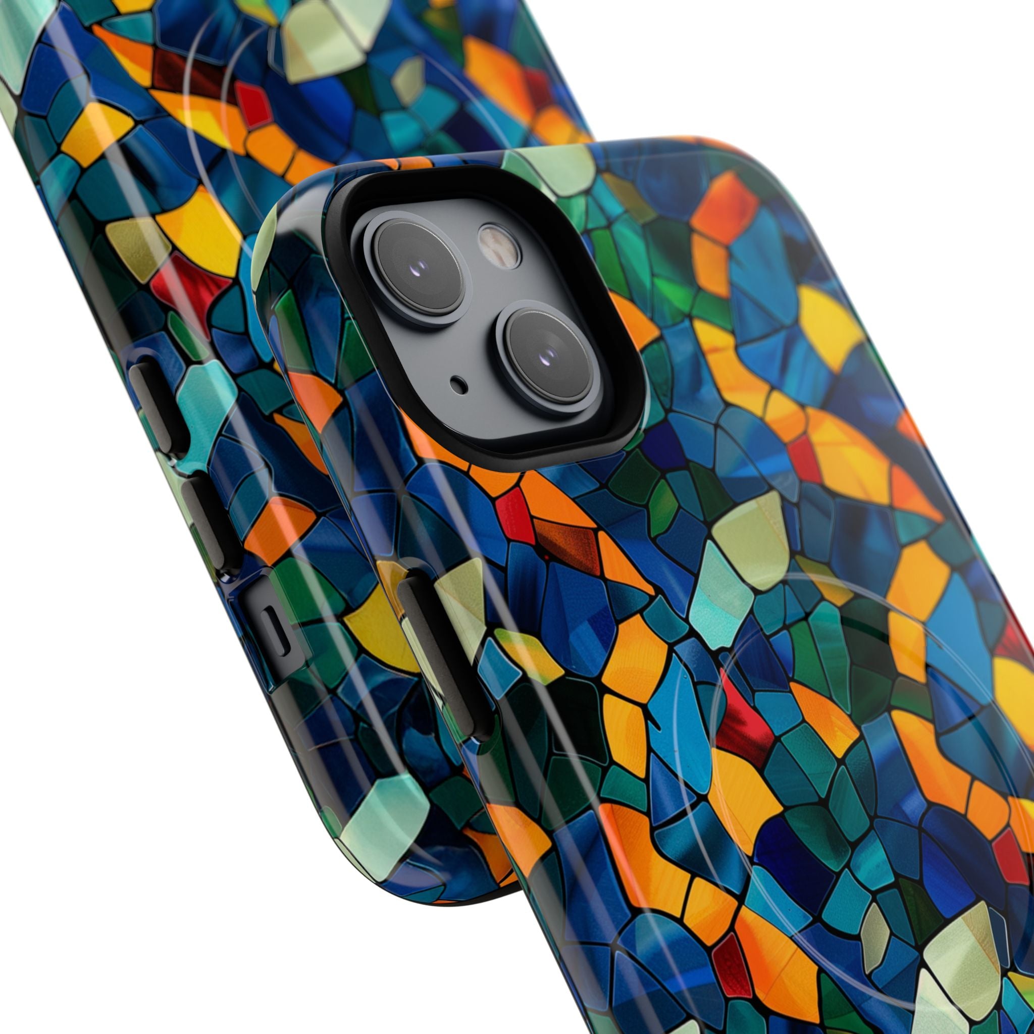 Stained Glass Mosaic Tough Magnetic Phone Case — Vibrant Abstract Protective Cover
