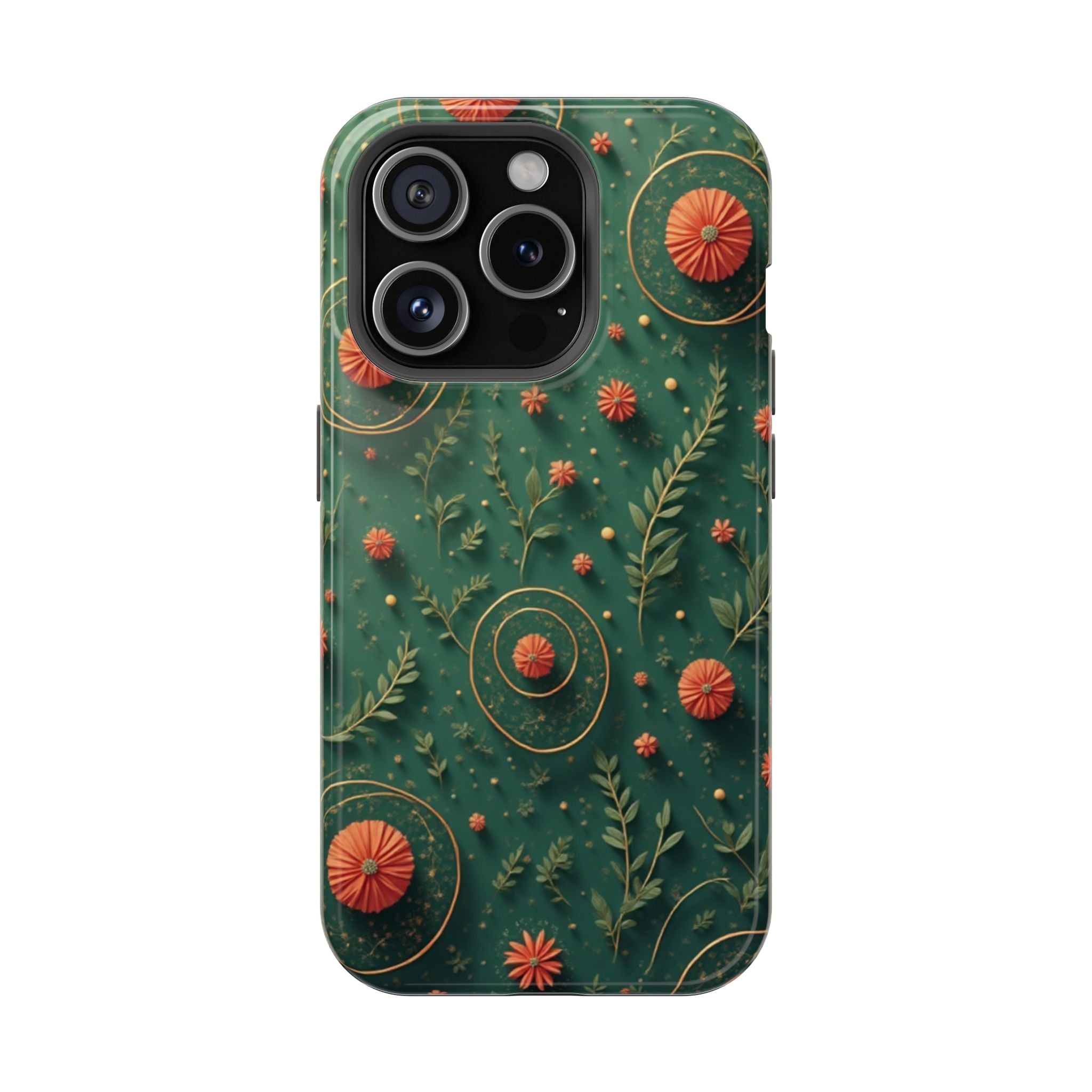 Floral Green Magnetic Impact Phone Case — Protective Botanical Design