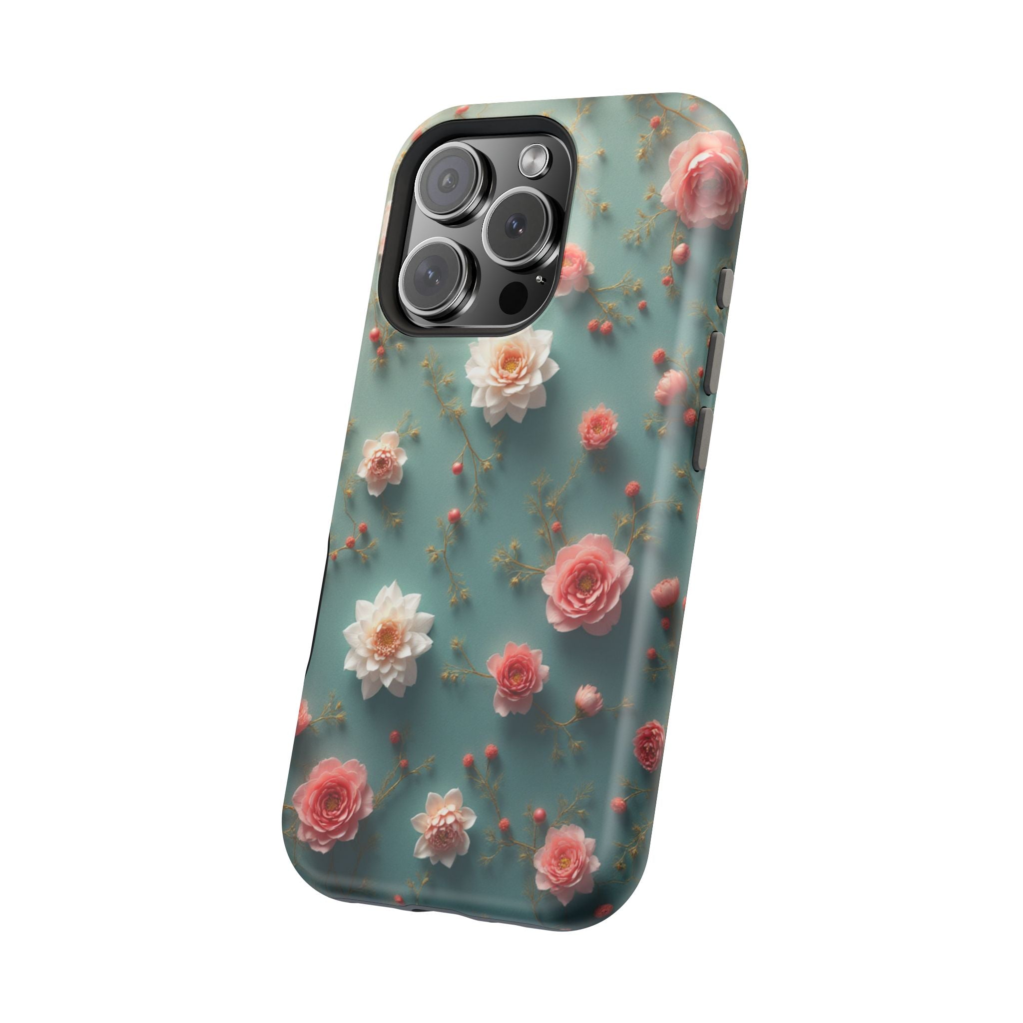 Floral Rose Pattern Magnetic Impact-Resistant Phone Case